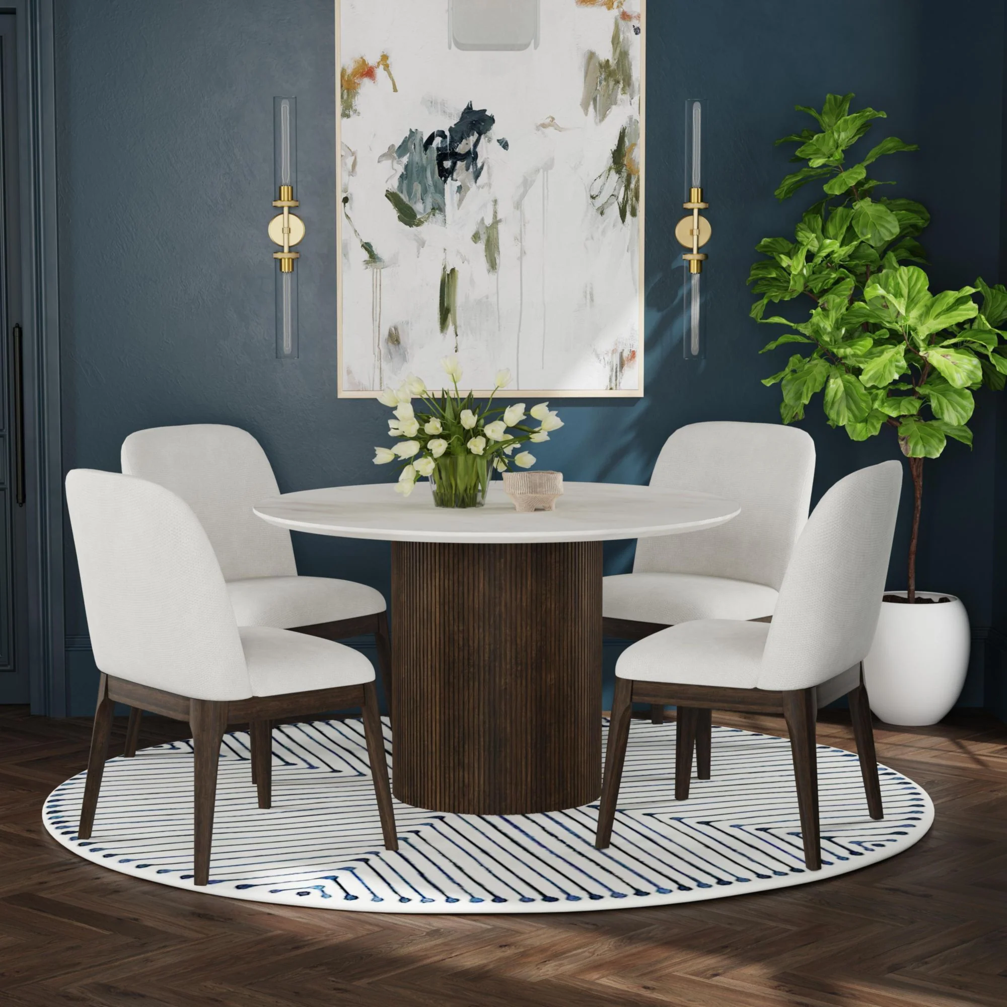 Sylvie - Round Dining Table With Faux Marble Top - Image 18