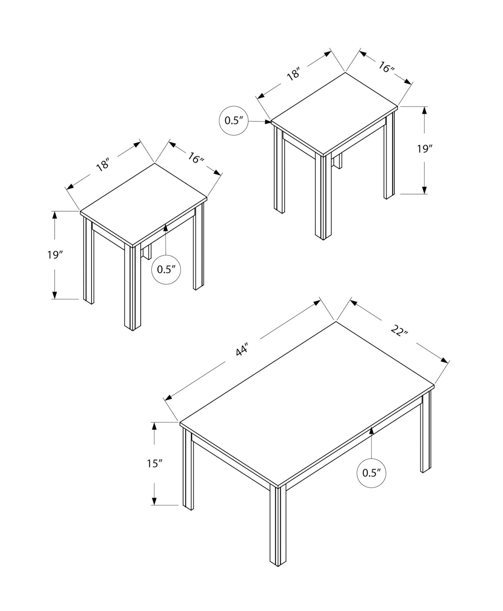 Table Set, Coffee, End, Side, Accent For Living Room Transitional (Set of 3) - Image 8