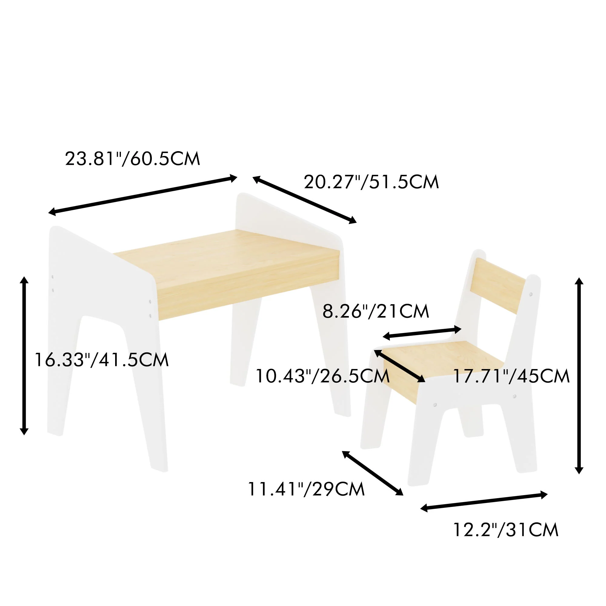 Table Set With 1 Chair, Children Study Table For Ages 2 - 8 - White - Image 4