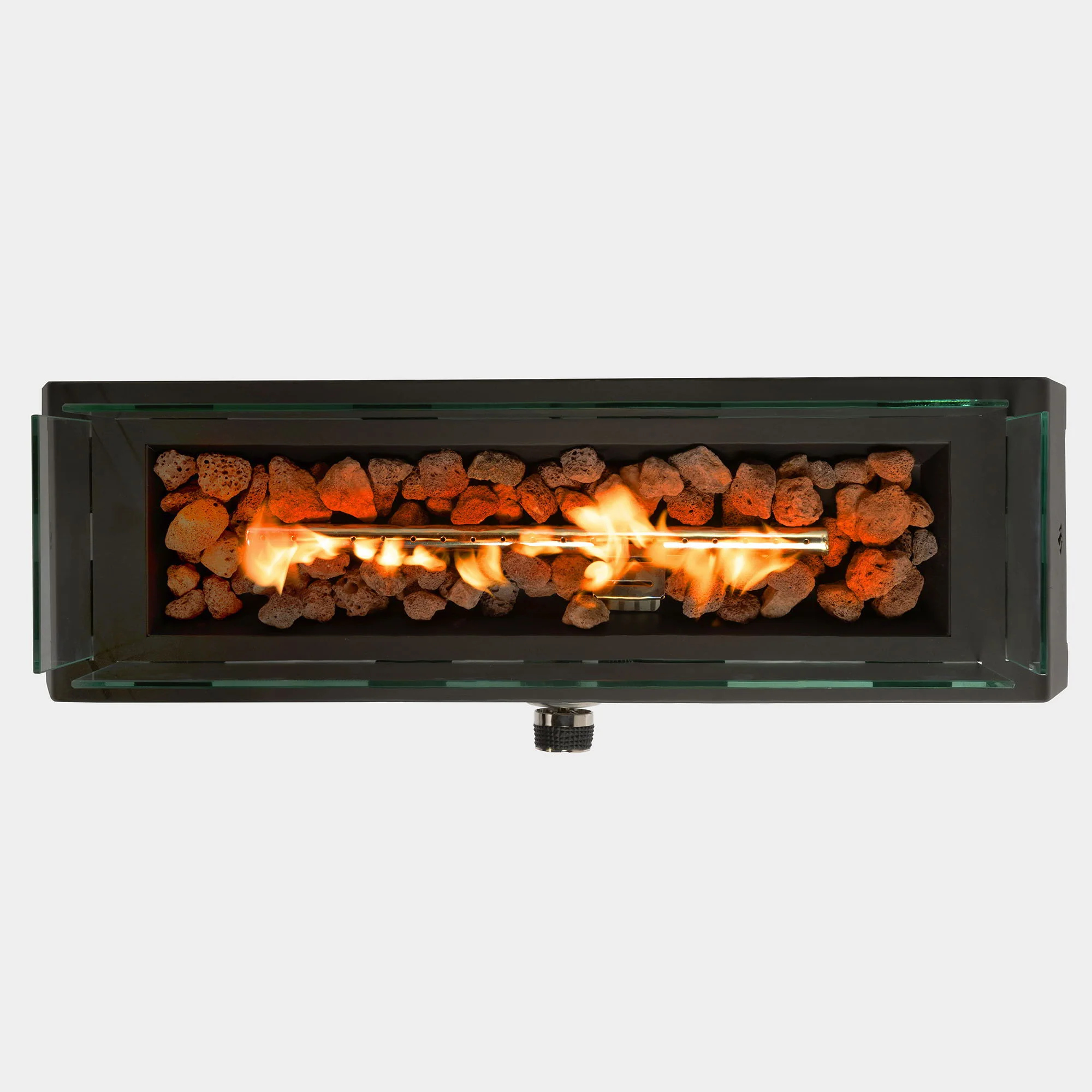 Tabletop, Propane Gas Fire Pit With Quick Connect Joint, Glass Wind Guard And Lava Rock, Outdoor, Portable - Black - Image 8