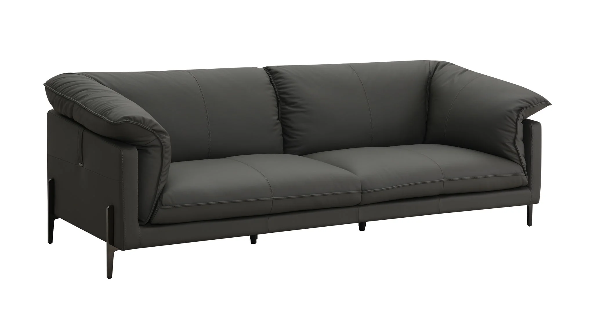 Tadi - Top Grain Leather Sofa - Black - Image 4