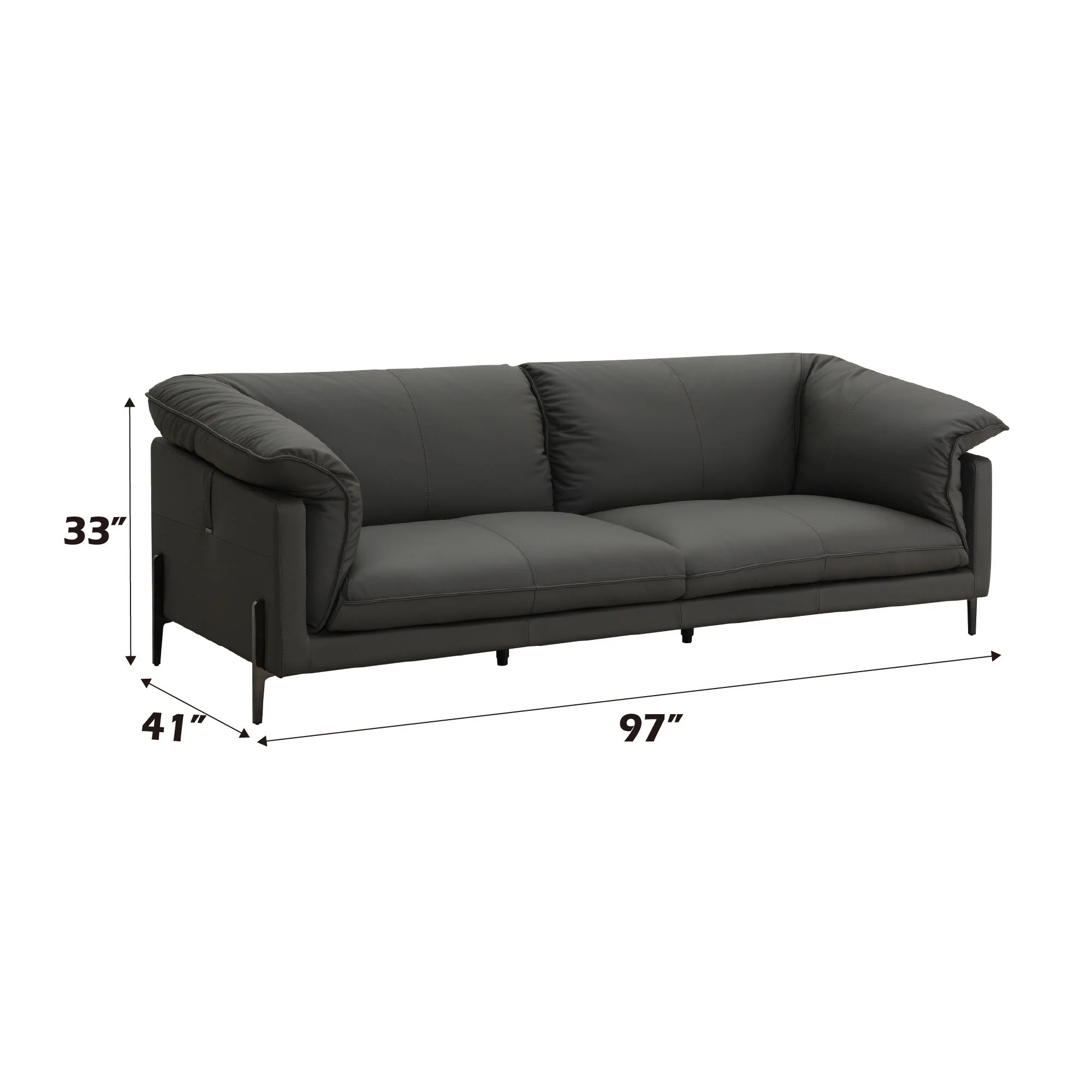 Tadi - Top Grain Leather Sofa - Black - Image 9