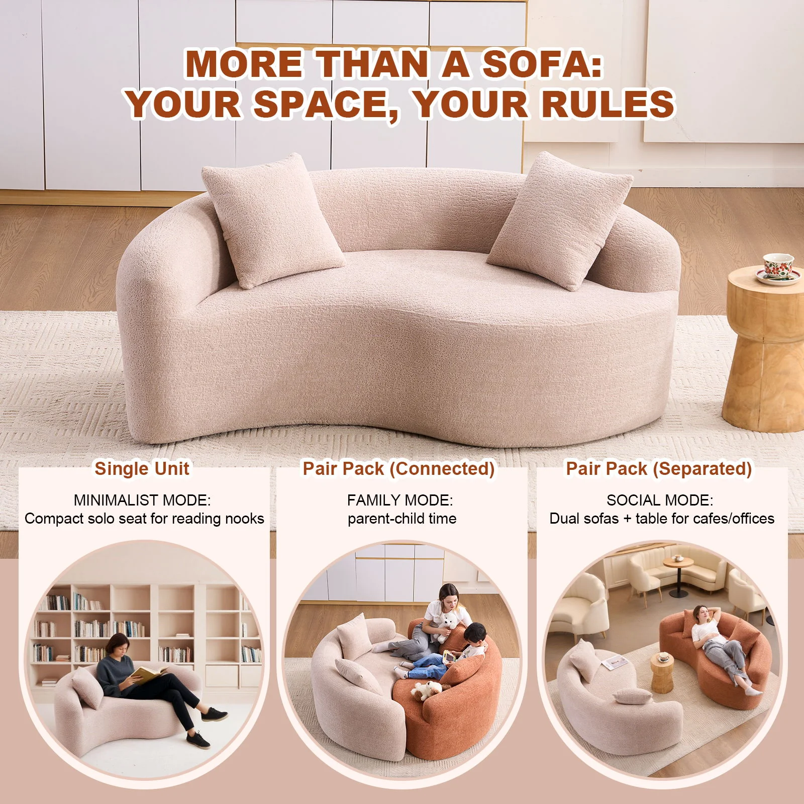 Tai Chi - Curved Dual Depth Loveseat - Image 17