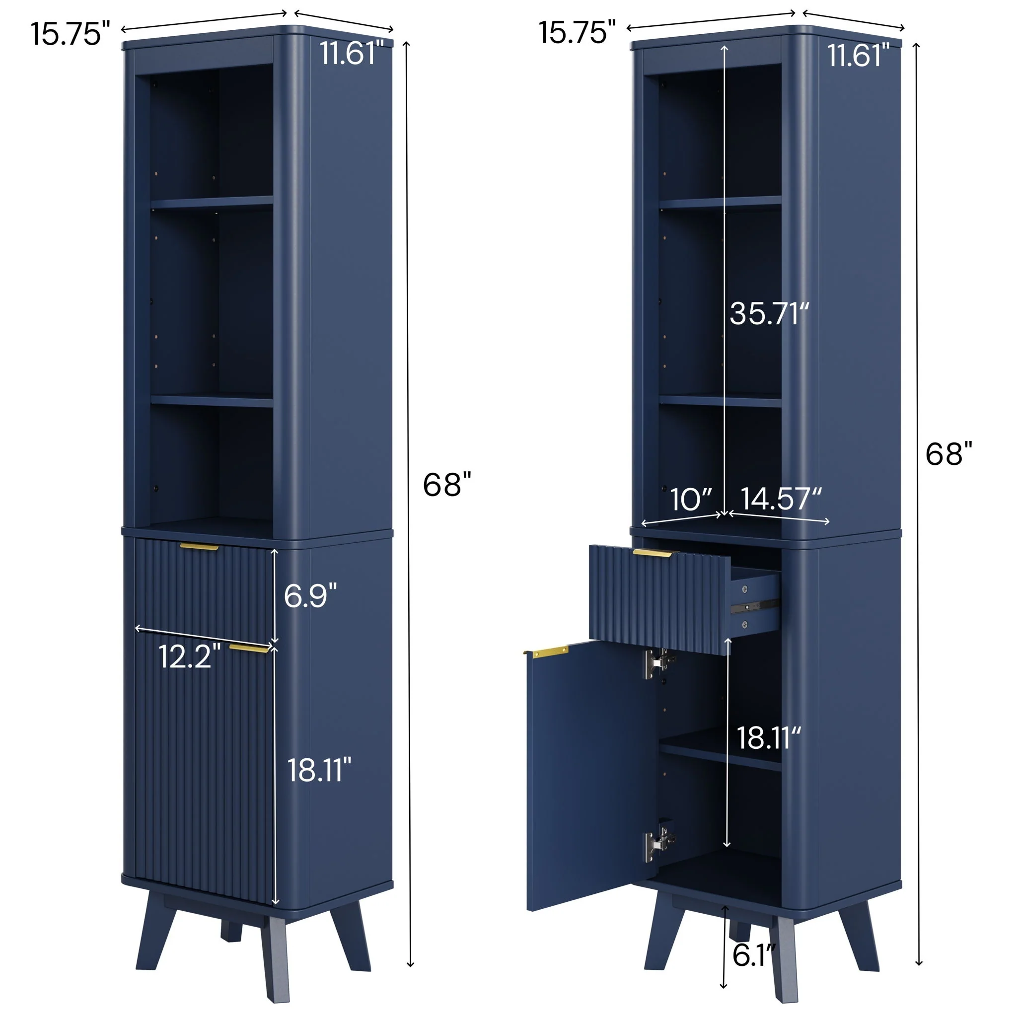 Tall Bathroom Storage Cabinet With Adjustable Shelves And 1 Drawer & Door - Image 26