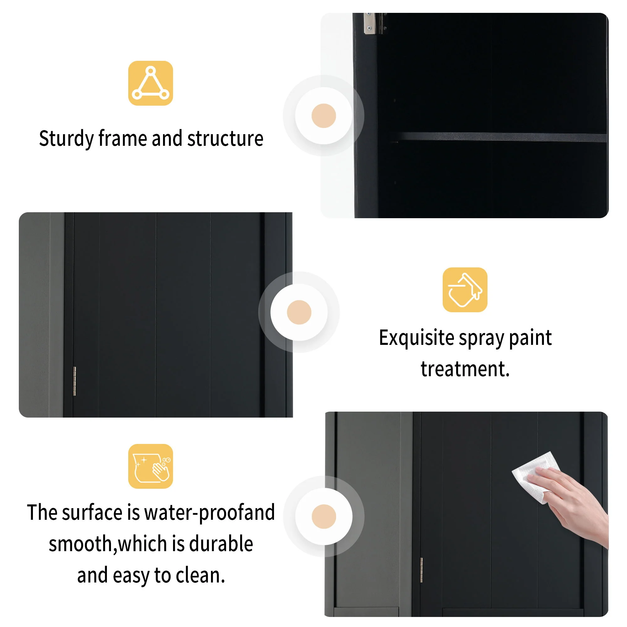 Tall Bathroom Storage Cabinet With Glass Doors, Free-Standing, Two Drawers, And Adjustable Shelves, Board, Painted Perfect For Displaying Your Favorite Items - Image 16