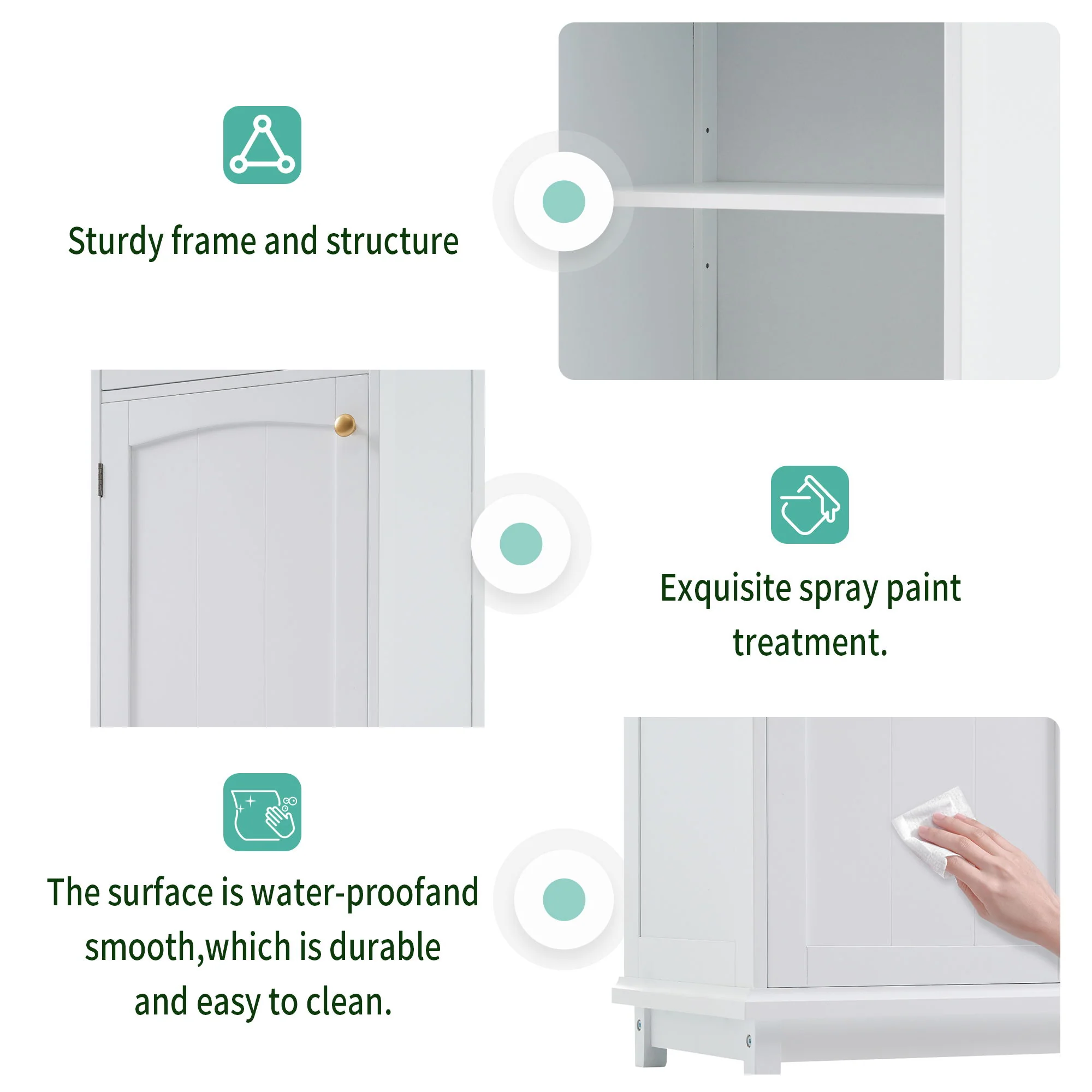 Tall Bathroom Storage Cabinet With Glass Doors, Free-Standing, Two Drawers, And Adjustable Shelves, Board, Painted Perfect For Displaying Your Favorite Items - Image 9