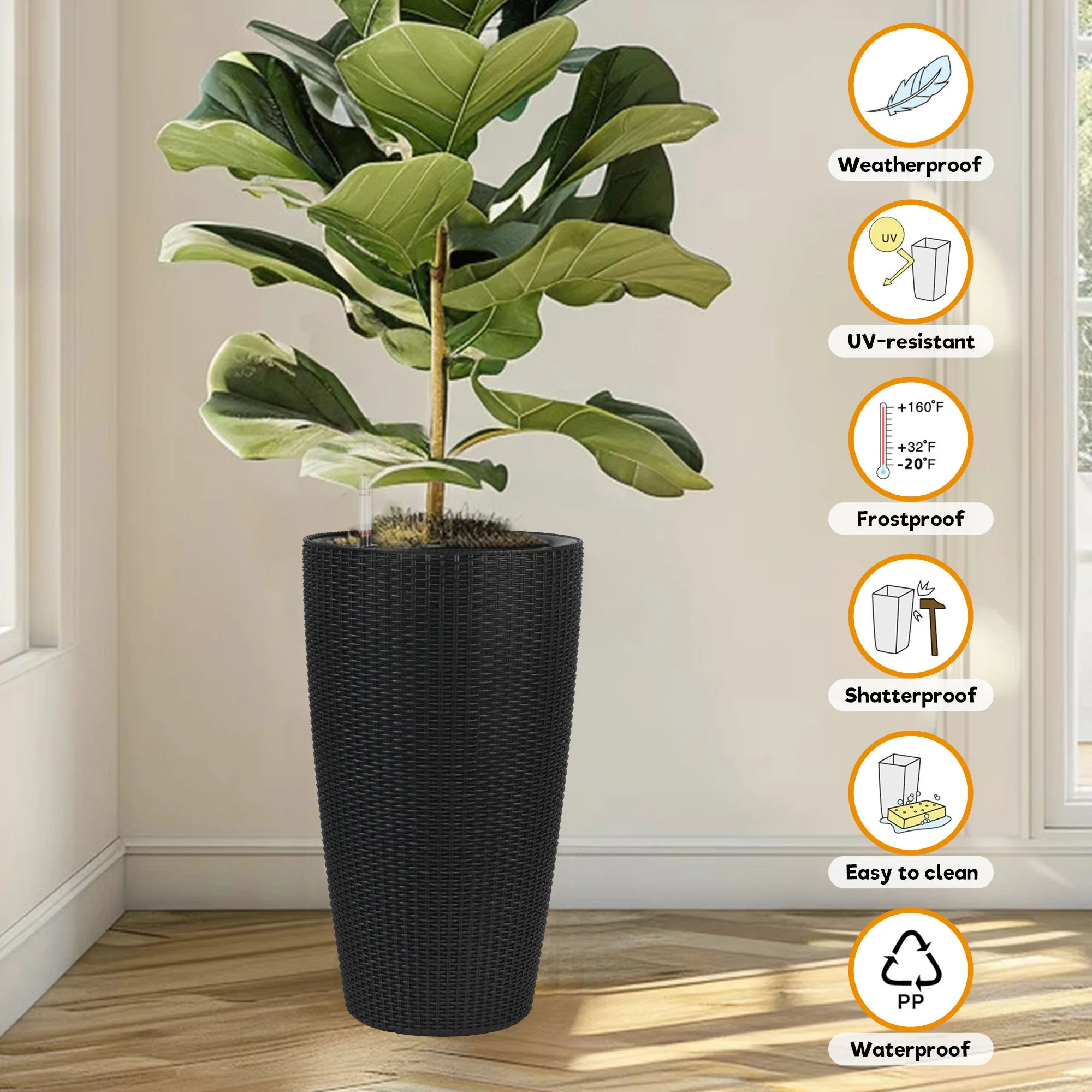 Tall Planters Set With Water Level Monitor And Auto Watering - Image 5