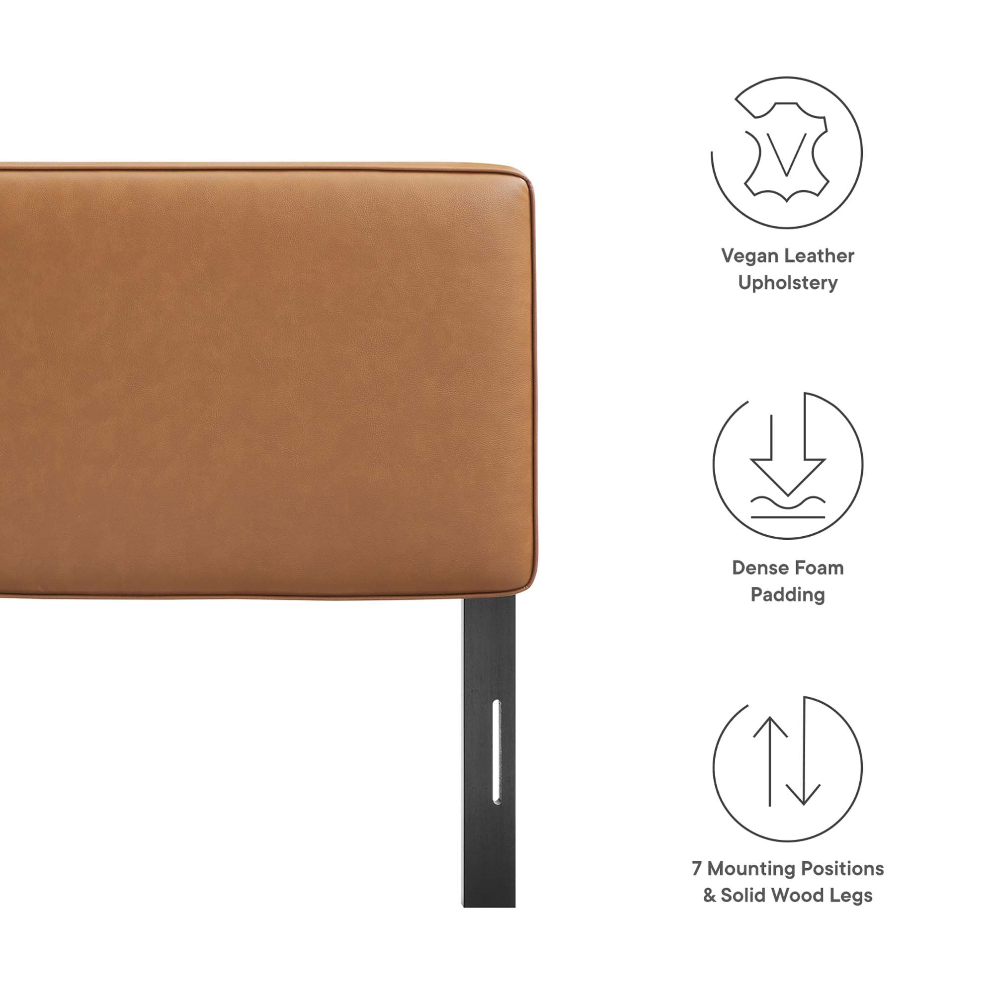 Tan Pillow Style Vegan Leather Headboard - Image 14