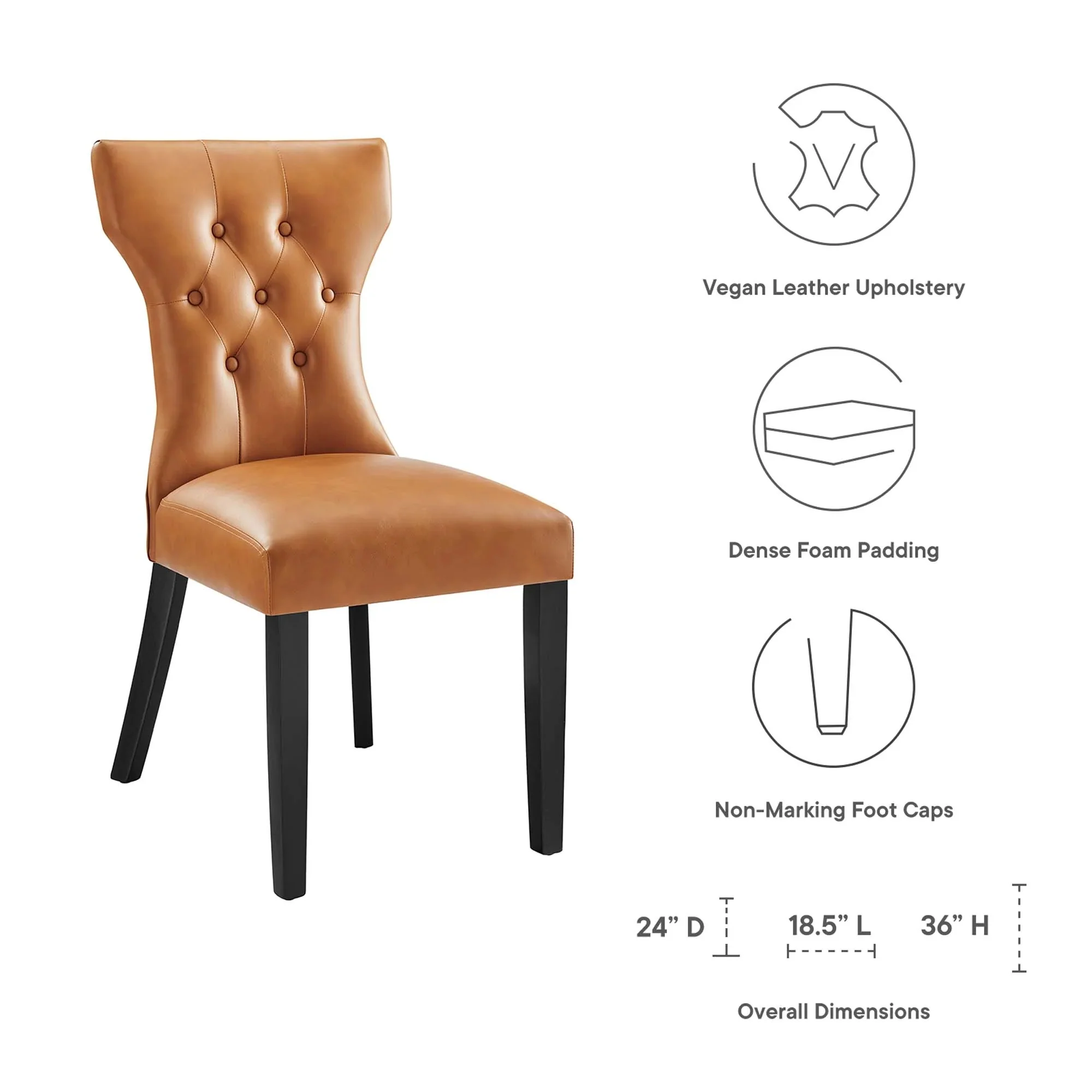 Tan Vinyl Dining Side Chair – Modern Upholstered - Image 8