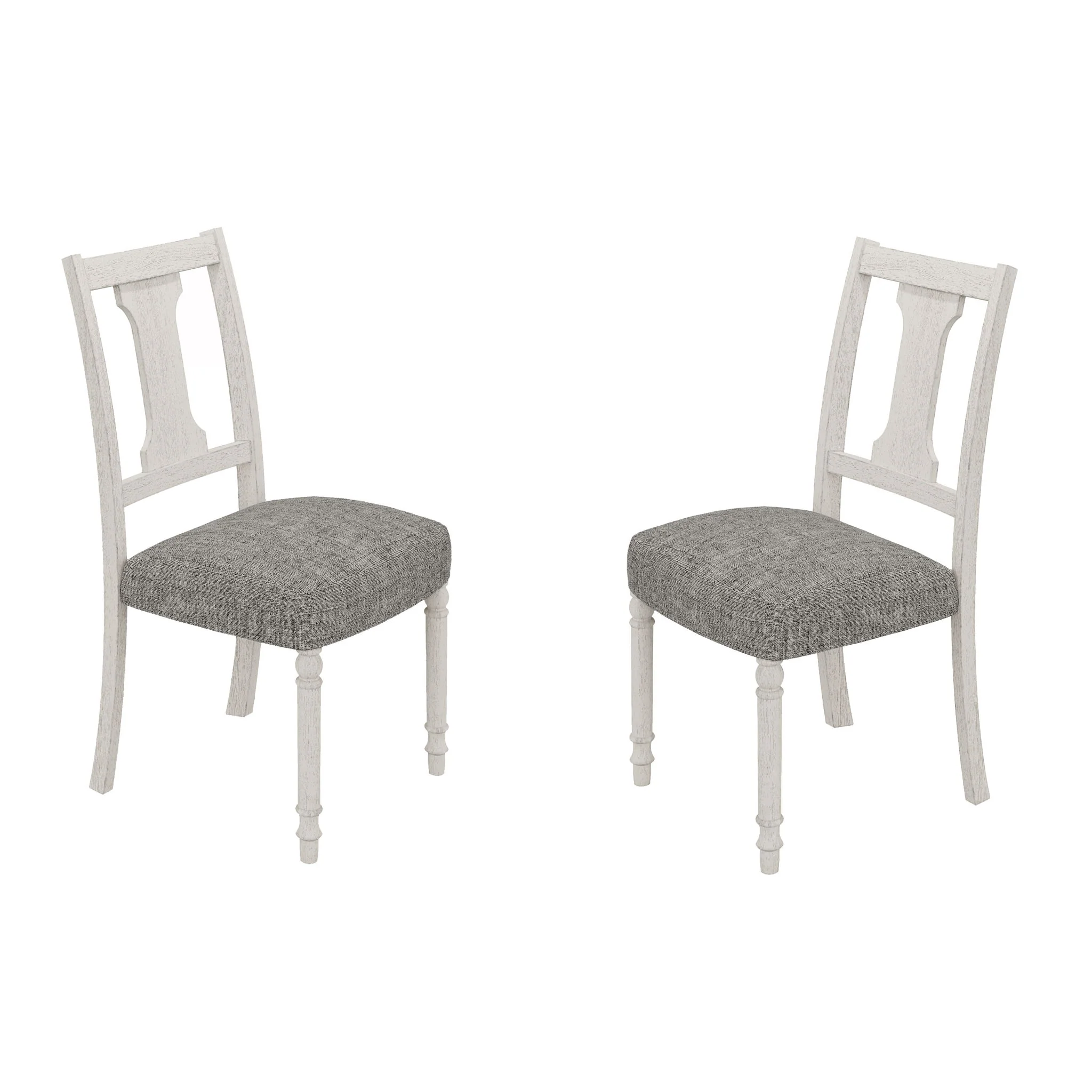Tannen - Round 5 Piece Dining Table (Set of 5) - White And Gray - Image 3