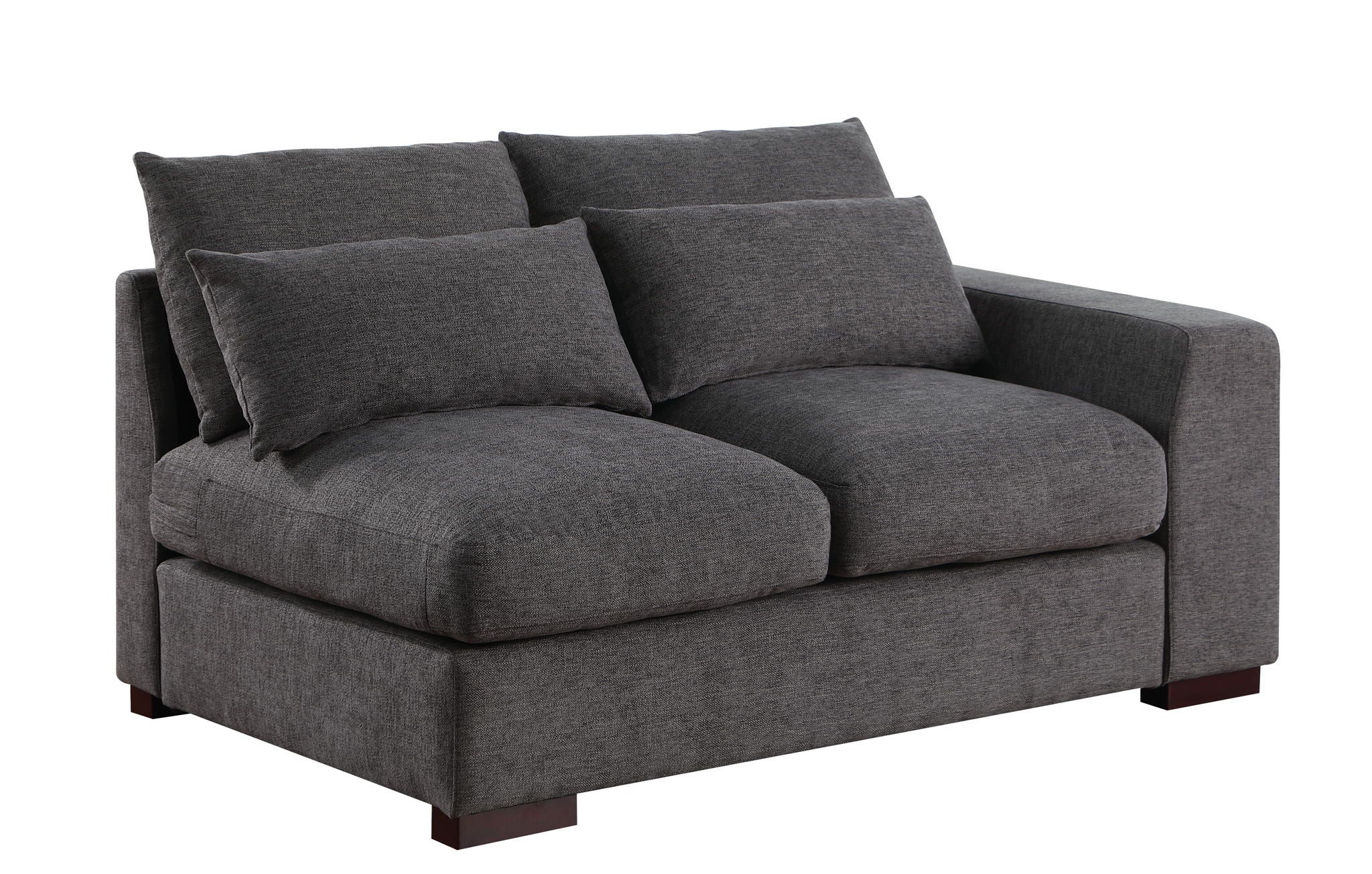Tatman - Linen Blend Sectional With 2 Ottomans - Dark Gray - Image 2