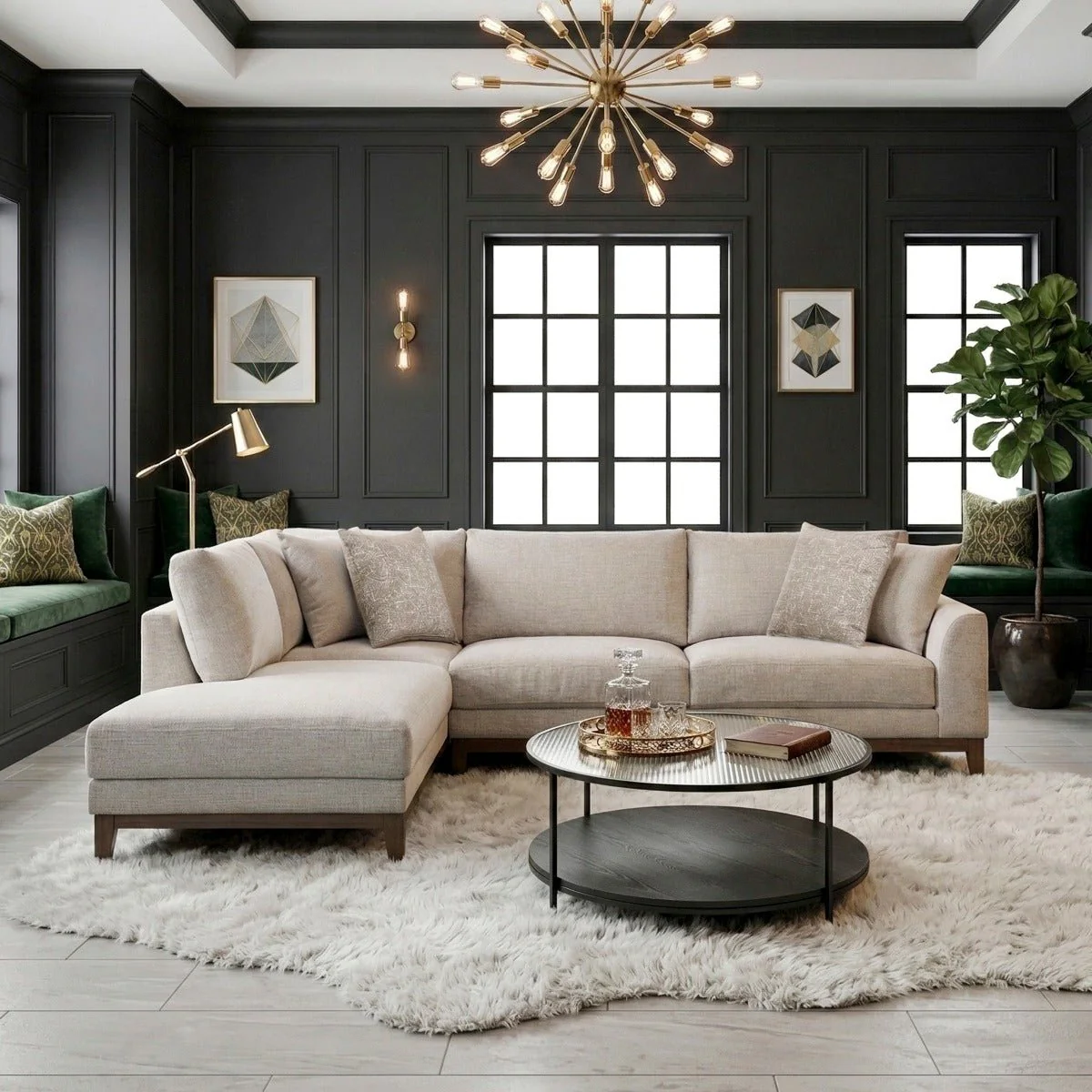 Taupe Chenille 2-Piece Sectional with Left Chaise - Image 6