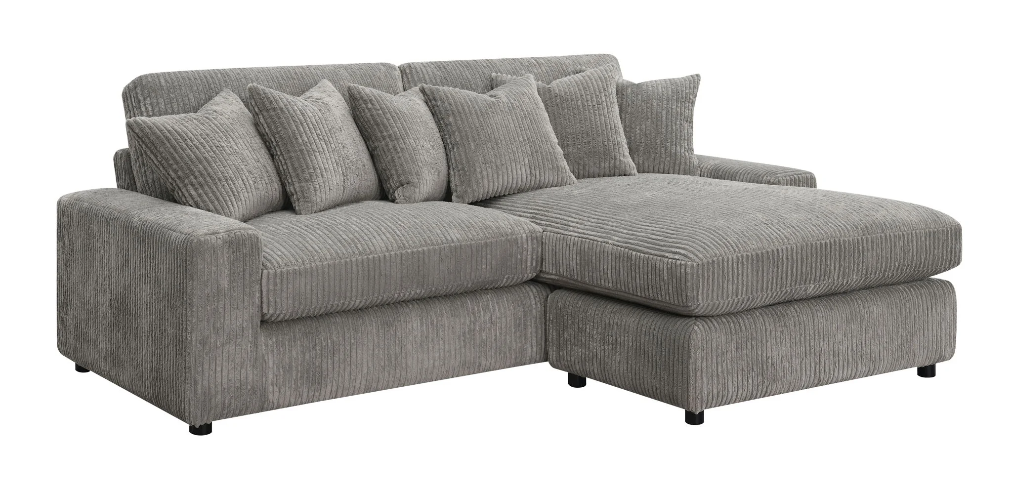Tavia - Reversible Sectional Sofa With 6 Pillows - Gray - Image 6
