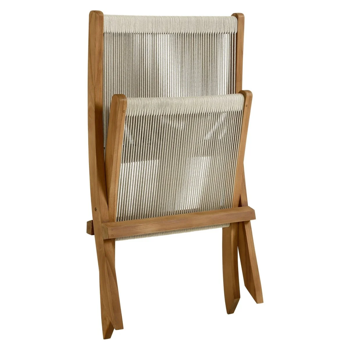 Teak and Rope Folding Accent Lounge Chair for Outdoor and Indoor Portable Seating - Image 18