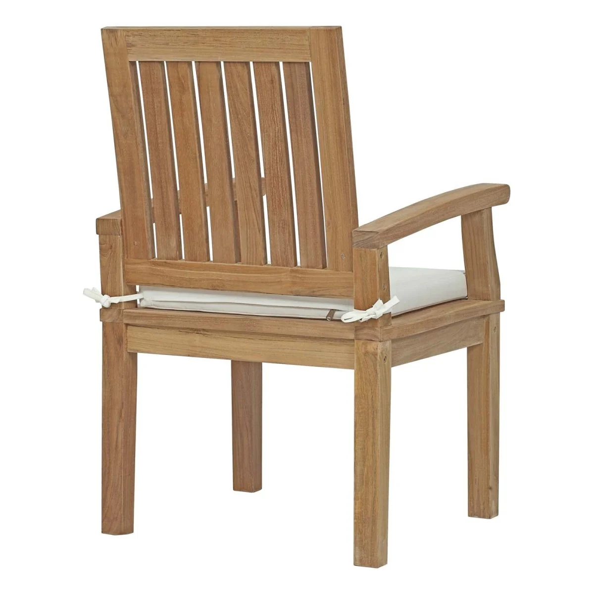 Teak Outdoor Dining Armchair with Cushion – Natural White - Image 3