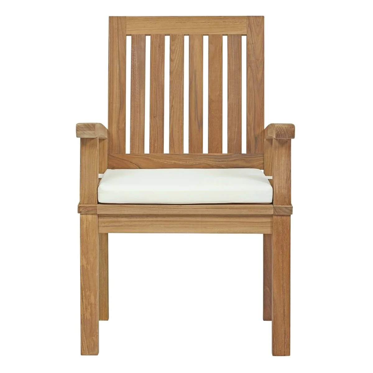 Teak Outdoor Dining Armchair with Cushion – Natural White - Image 4