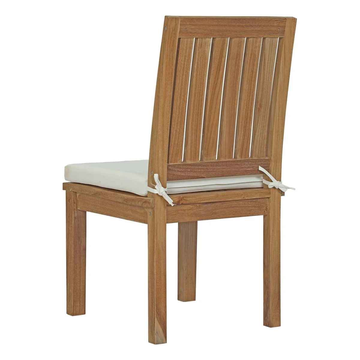 Teak Outdoor Dining Chair with Cushion – Natural White - Image 3