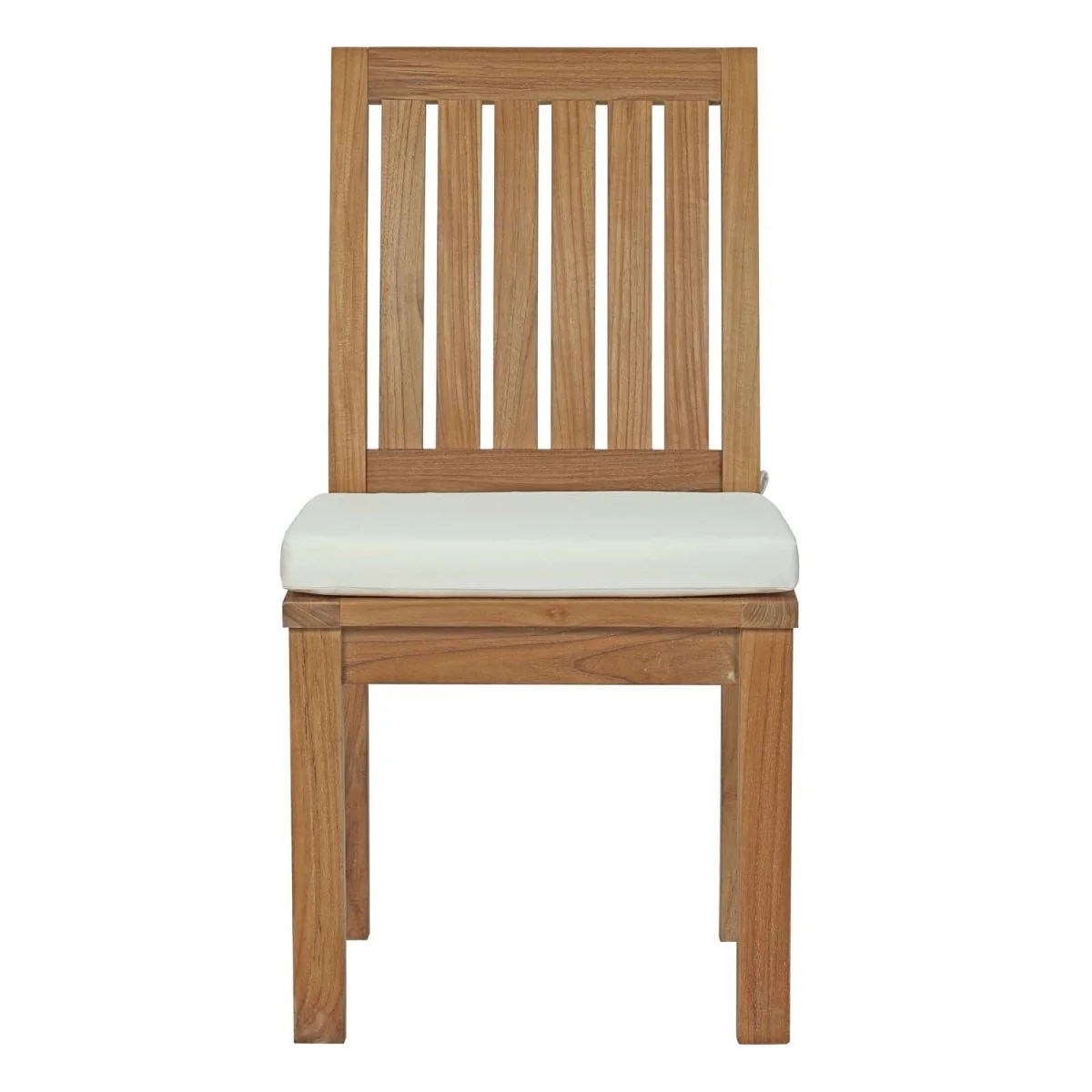 Teak Outdoor Dining Chair with Cushion – Natural White - Image 4