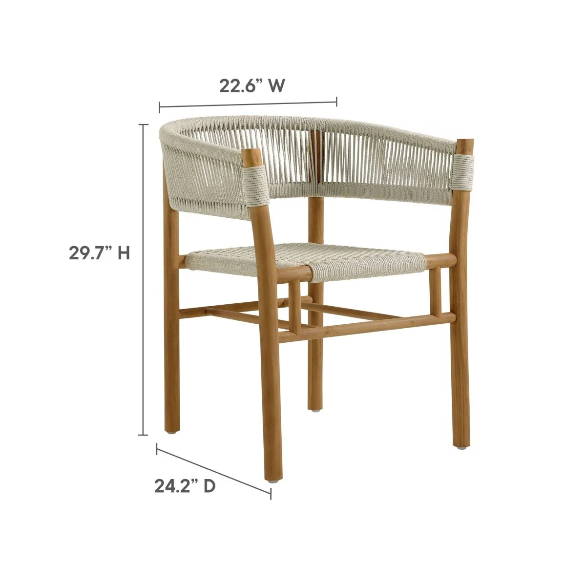 Teak Wood and Rope Outdoor Dining Set with Armchairs, Durable Teak Accents - Image 36