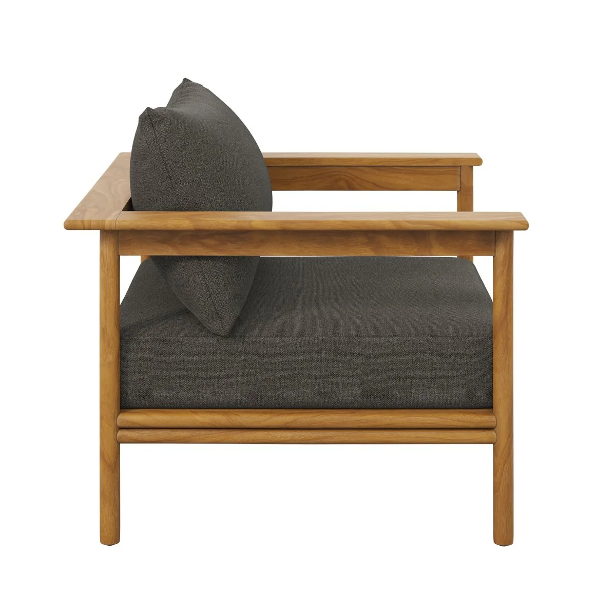 Teak Wood Outdoor Patio Armchair with Fabric Upholstery - Modern Garden Seating - Image 35