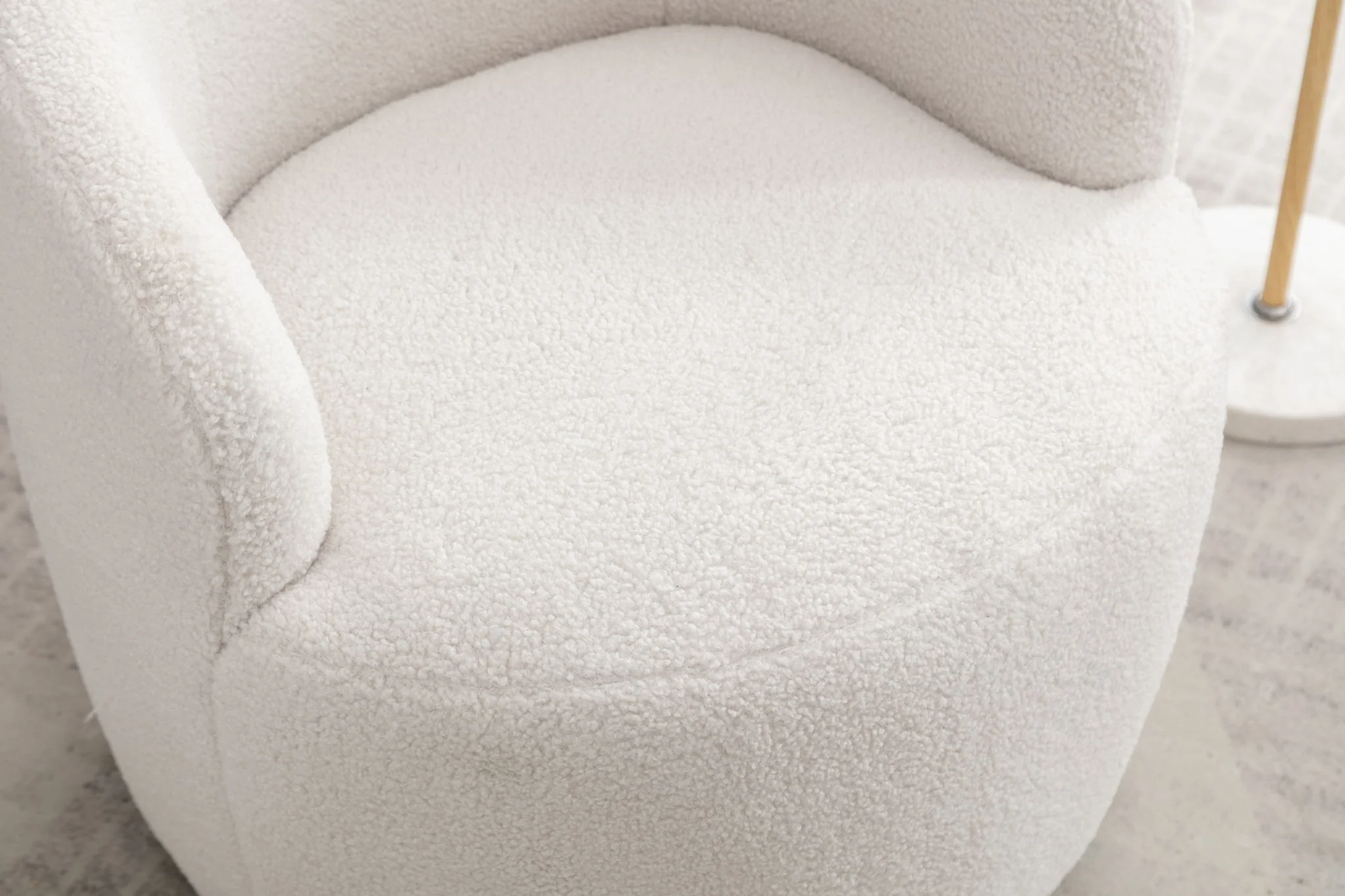 Teddy Fabric Swivel Accent Armchair Barrel Chair With Powder Coating Metal Ring - Image 21