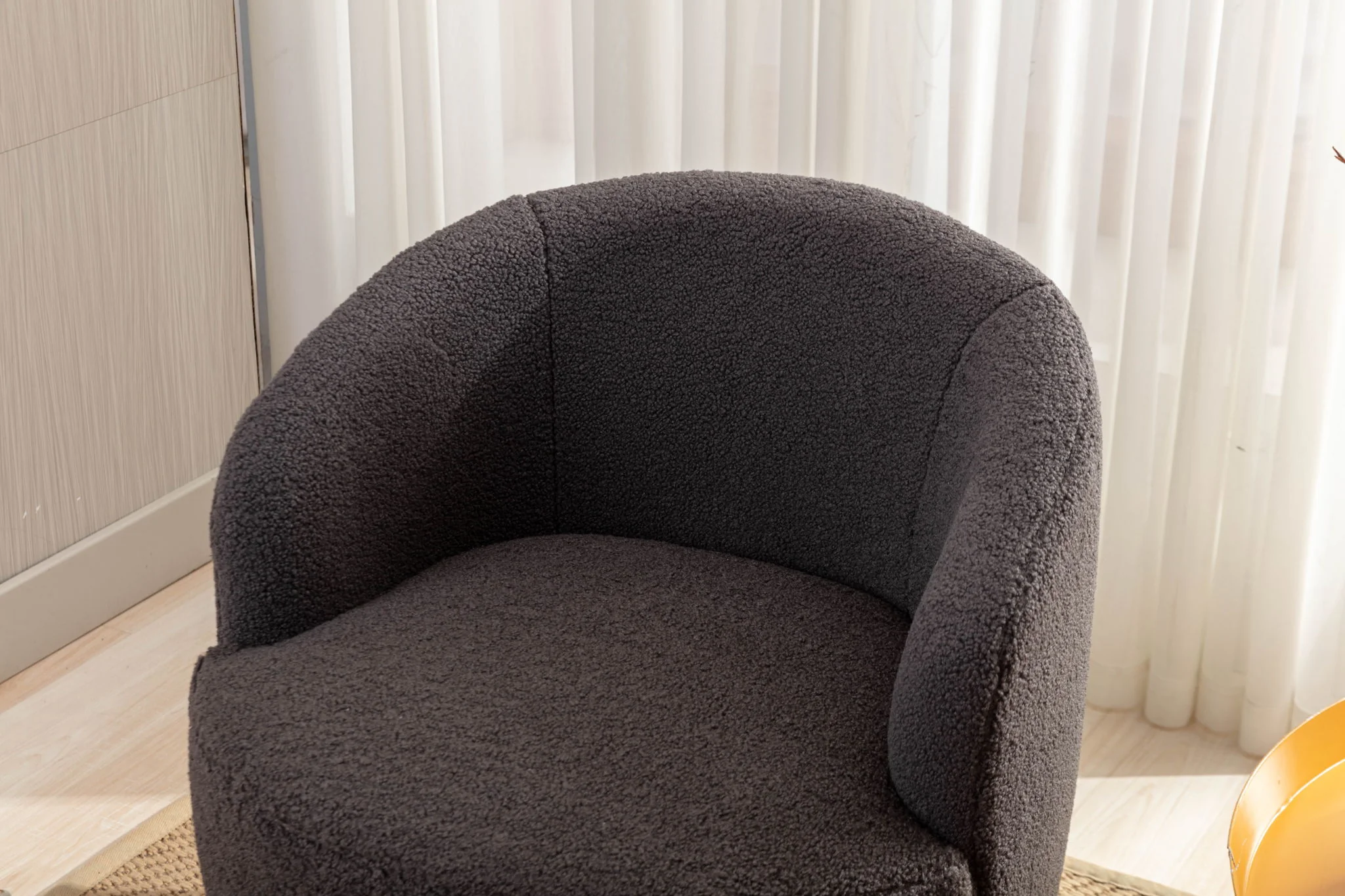Teddy Fabric Swivel Accent Armchair Barrel Chair With Powder Coating Metal Ring - Image 53