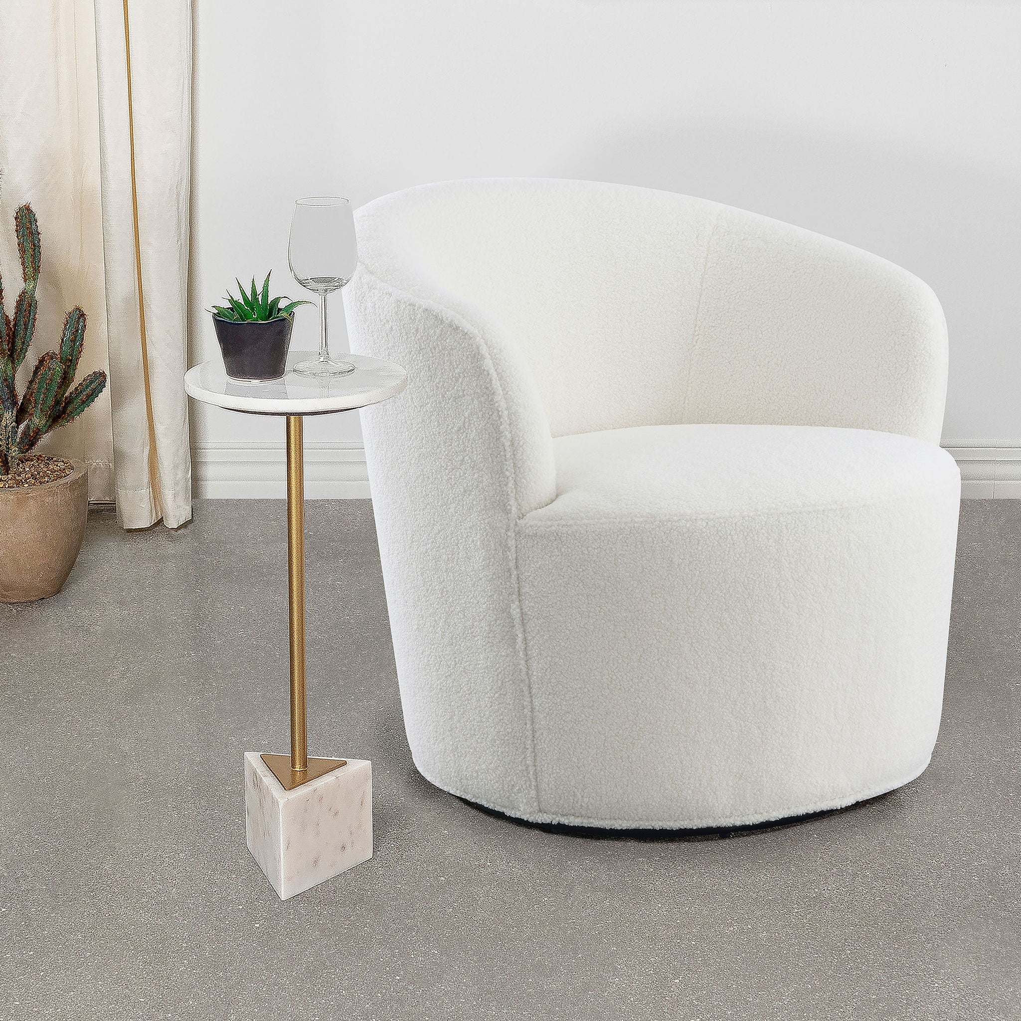 Tempest - Upholstered Barrel Back Swivel Chair - White - Image 7