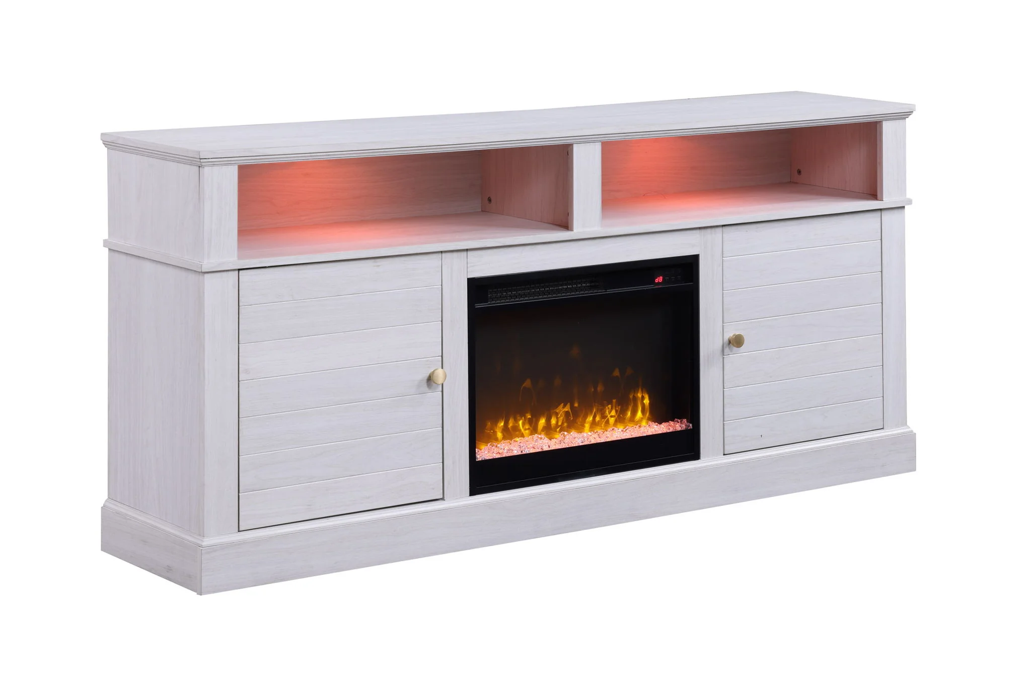 Terra - TV Stand Console With Fireplace - White Walnut - Image 2