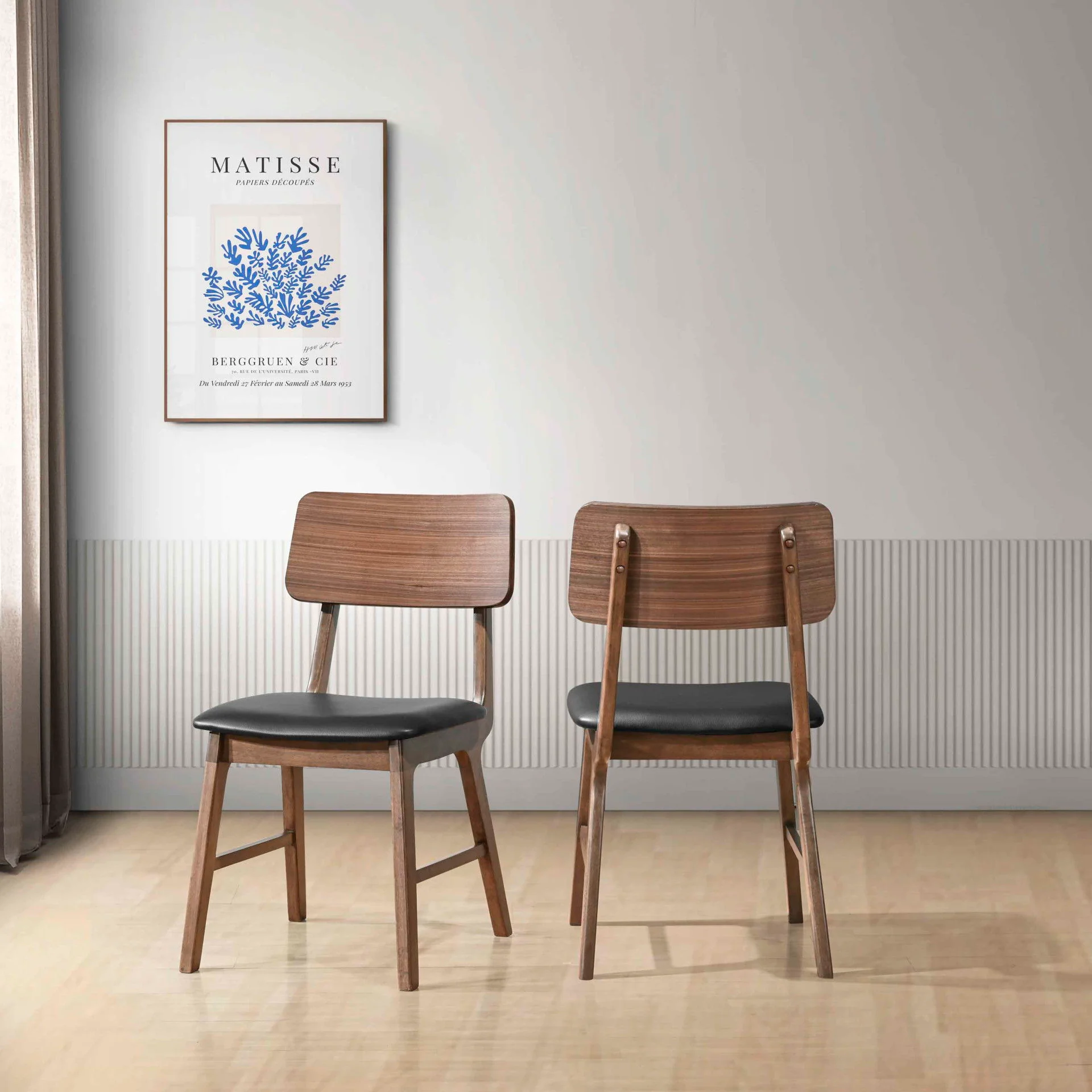 Thea - Wood Back Side Chair With Black Seat (Set of 2) - Walnut - Image 7