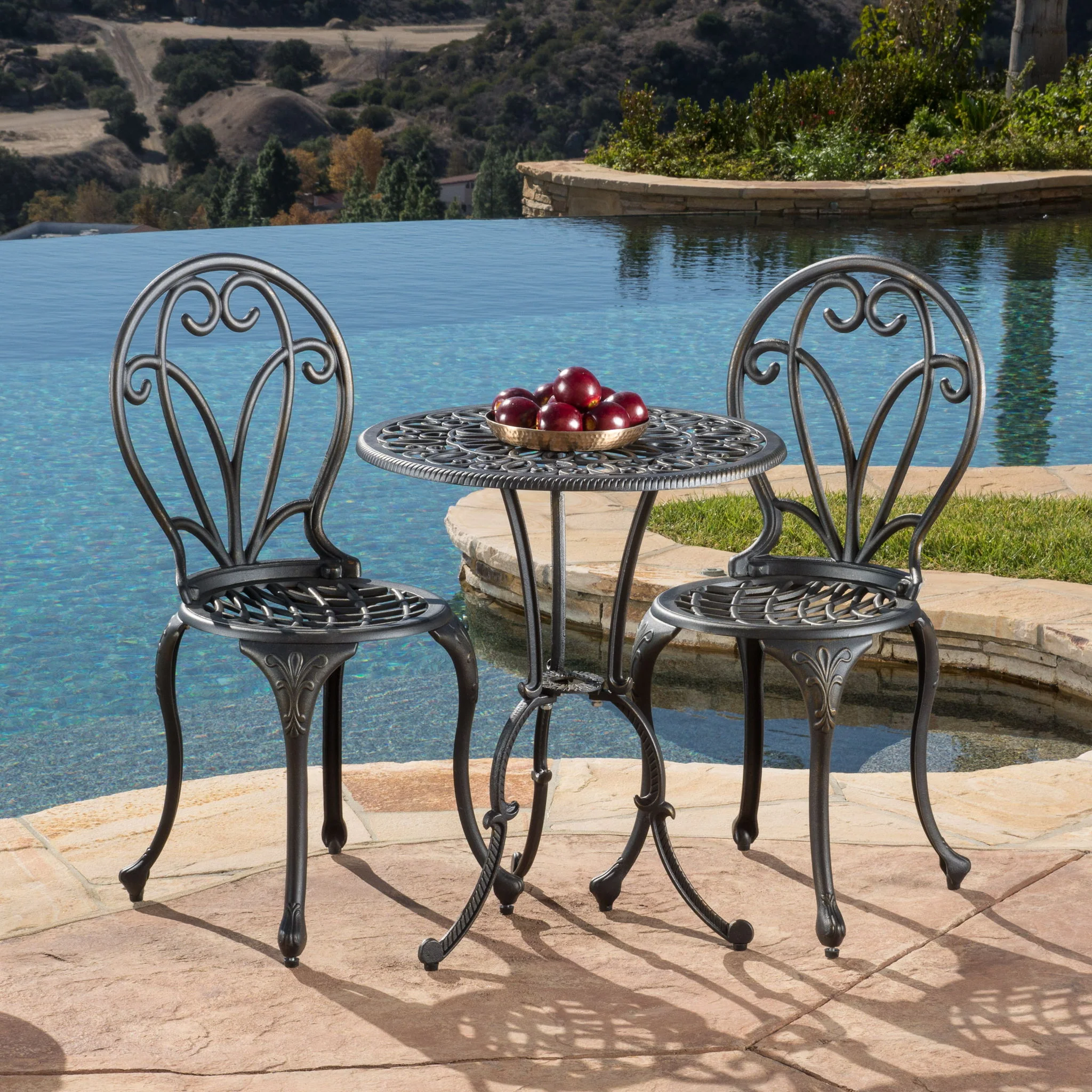 Thomas - 3 Pieces Cast Bistro Set - Black / Gold - Image 8