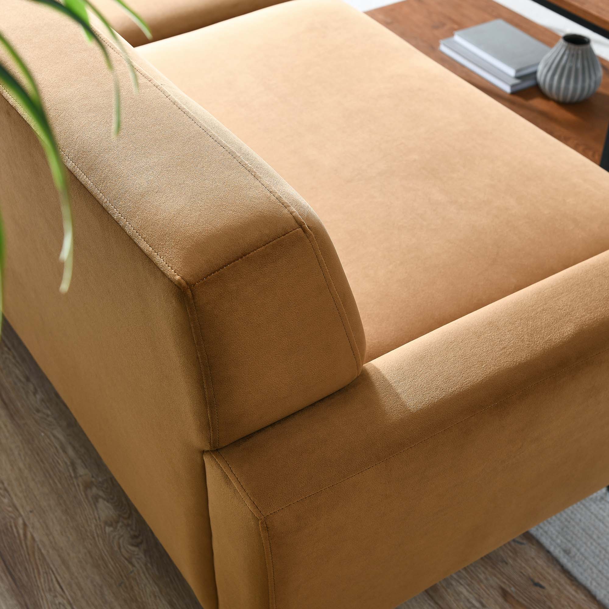 Three-Button Tufted Performance Velvet Sofa with Splayed Legs - Image 9