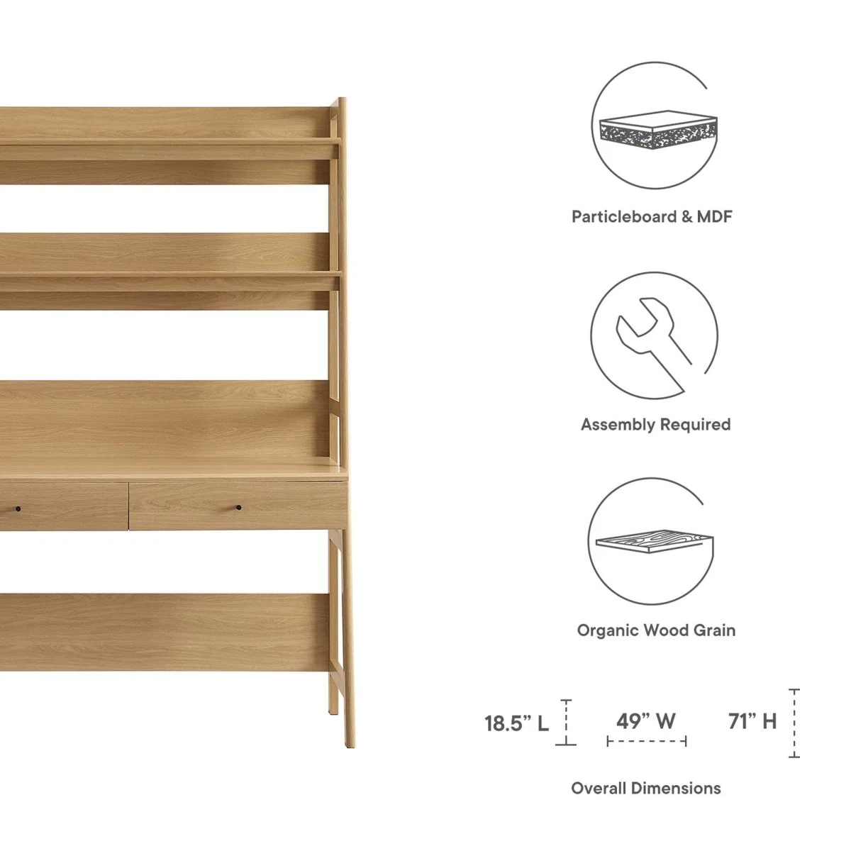 Tiered Office Desk with Bookshelf and Storage Drawers for Home and Office Workspace - Image 16