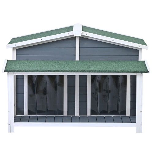 TimberPaws 47in Outdoor Wooden Dog House with Porch - Image 3