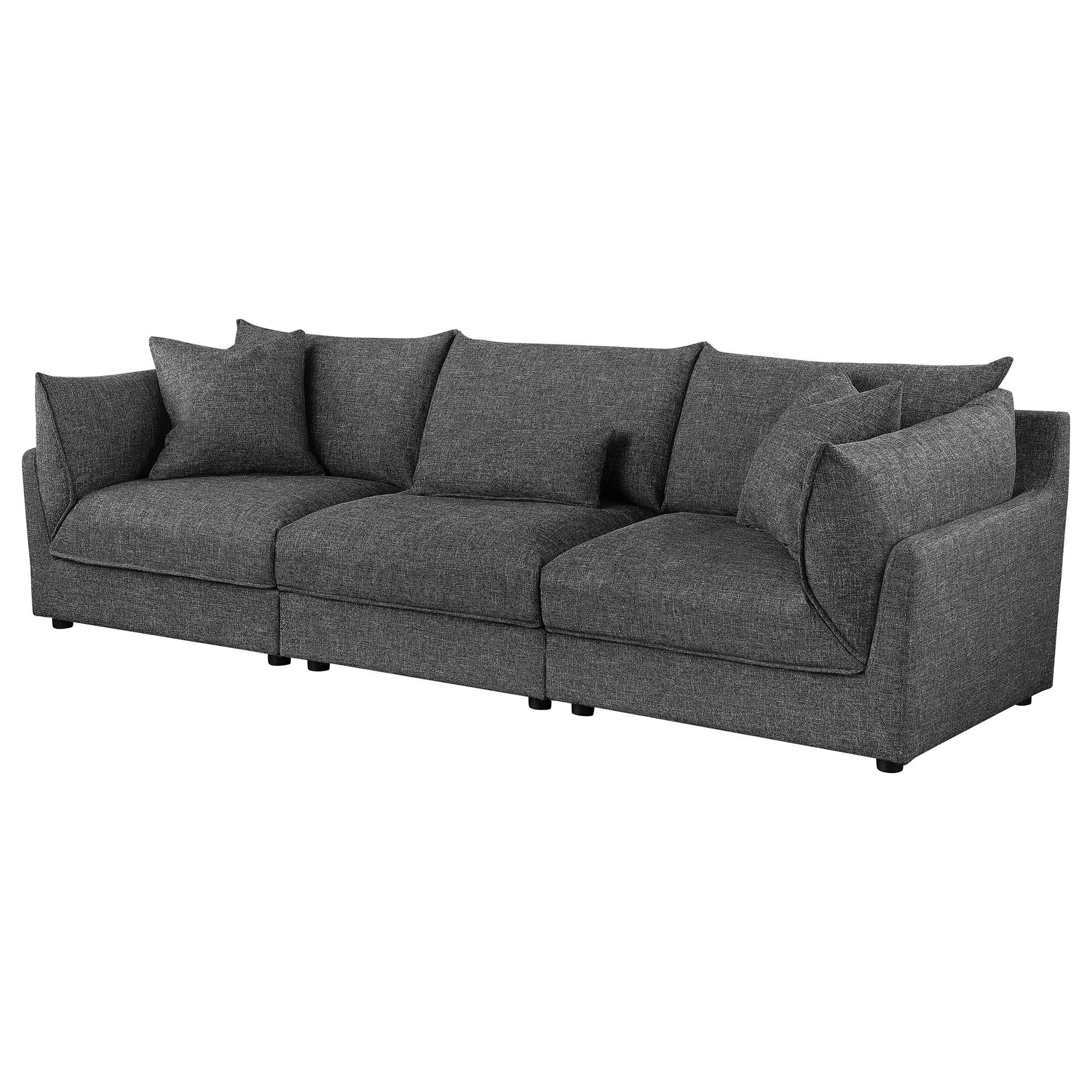 Tomasina - Modular Sofa With Cushions And Padded Arms - Black - Image 7
