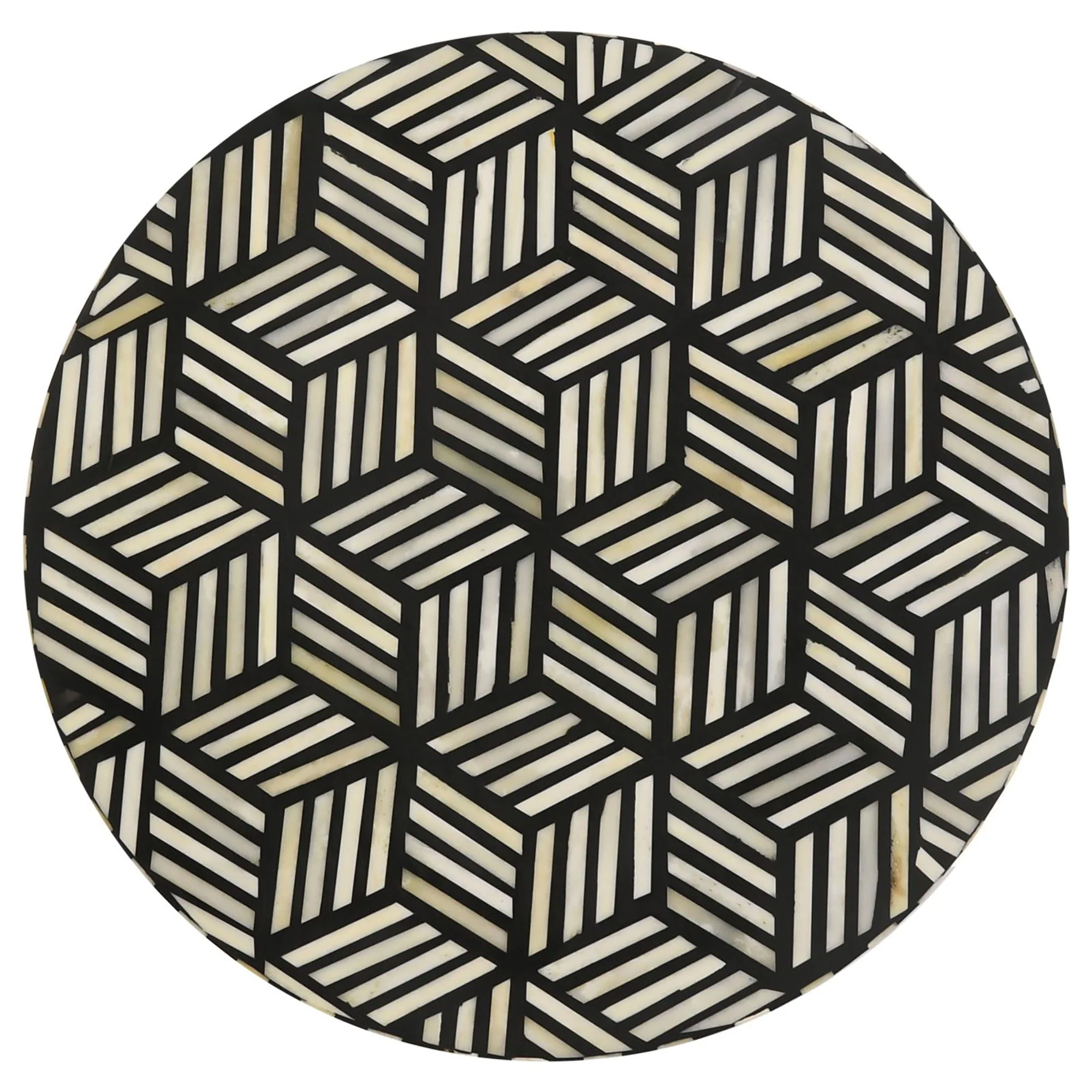 Top Accent Table With Mosaic Design, Circular Tabletop - Gold - Image 2