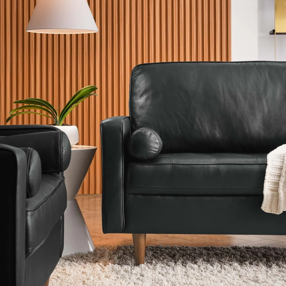 Top Grain Leather Sofa with Biscuit Tufting - Image 3