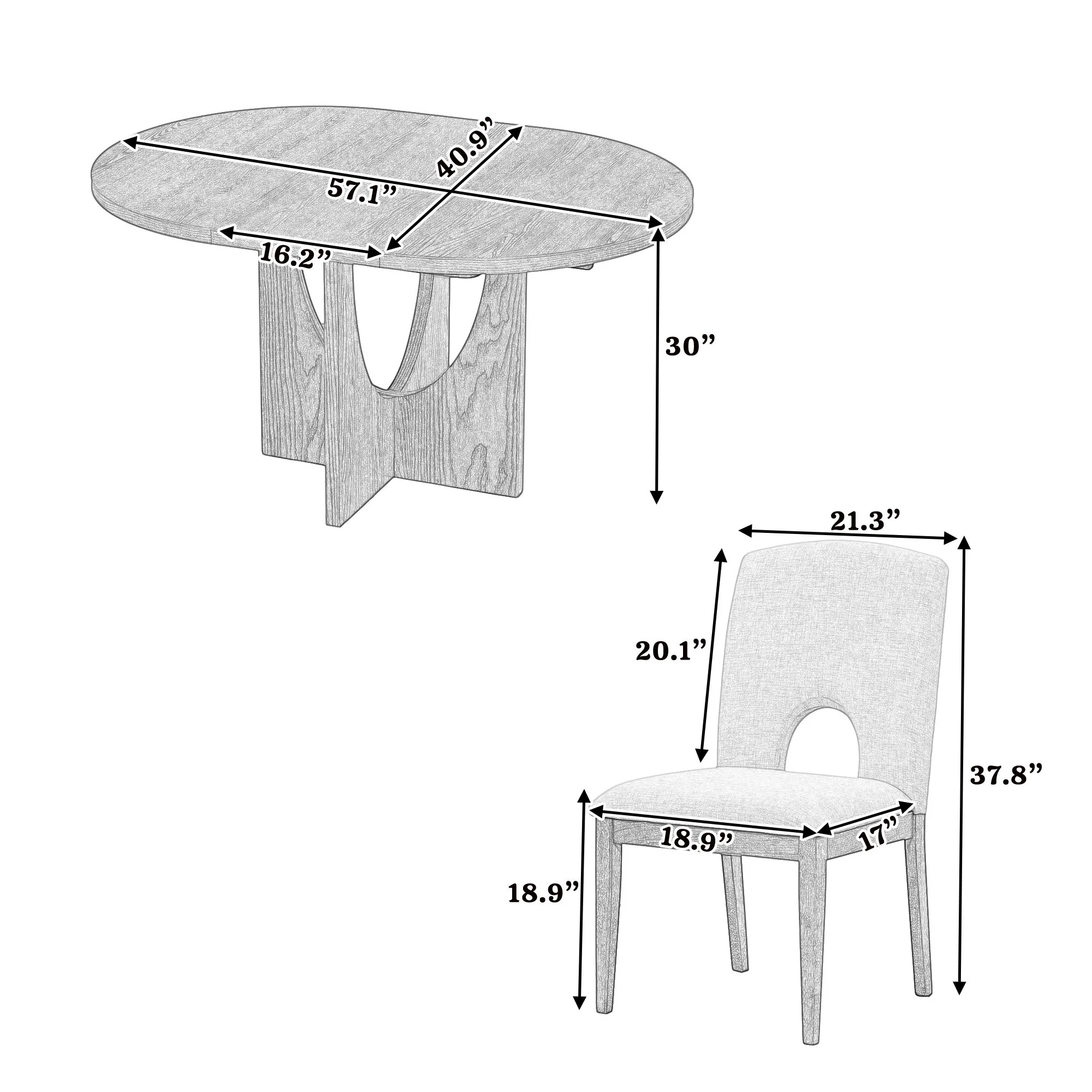 Topmax - 5 Piece Modern Extendable Round Dining Table Set With Removable Leaf For Small Places - Image 16