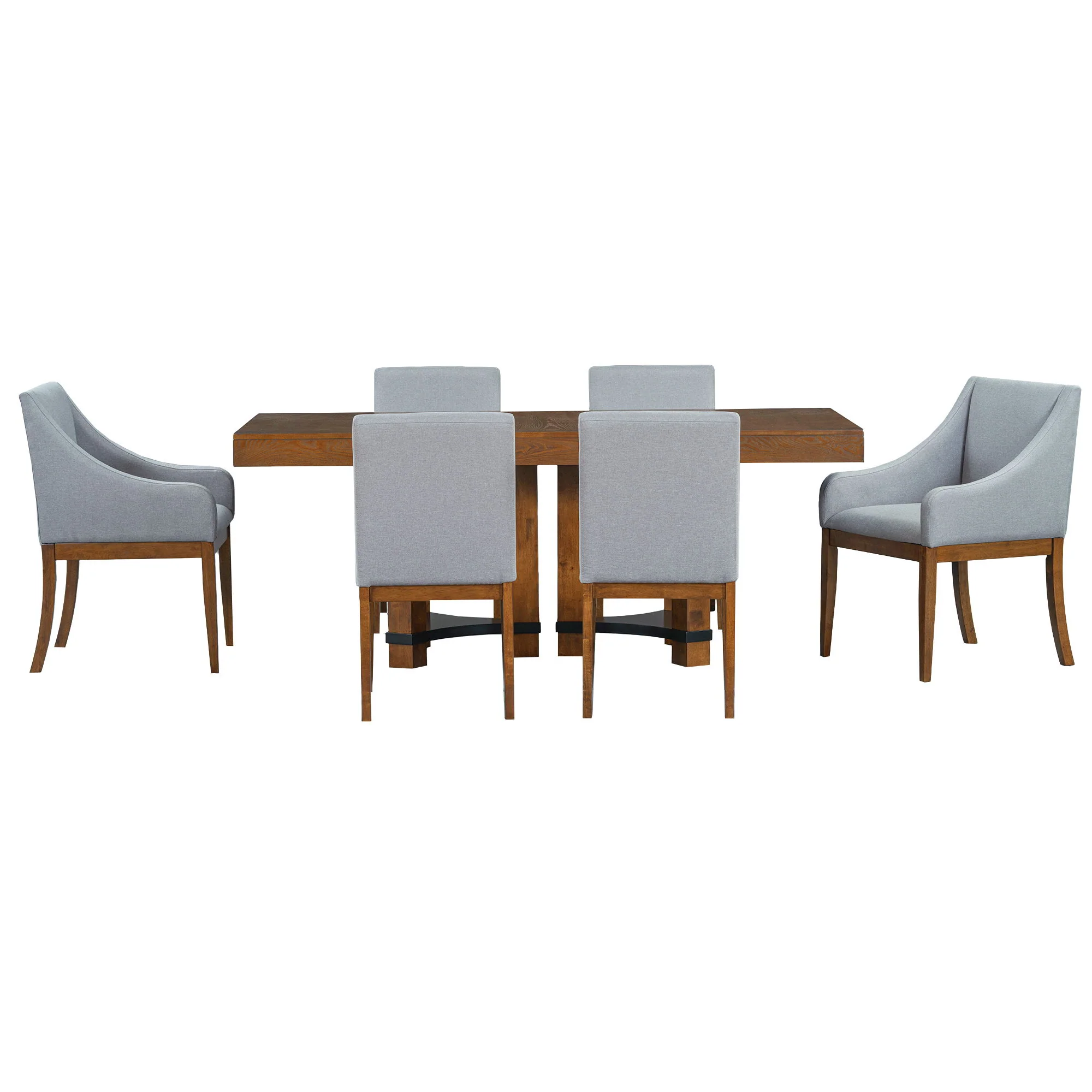 Topmax - 7 Piece Rustic Extendable Dining Table Set With Removable Leaf, 2 Arm Chairs And 4 Armless Chairs - Image 4