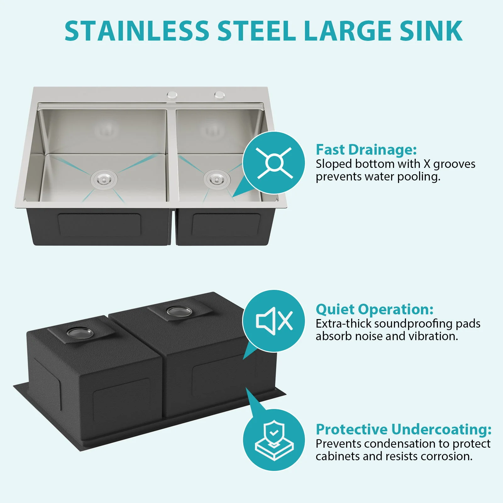 Topmount Drop In Kitchen Sink With Double Bowl Design - Image 16