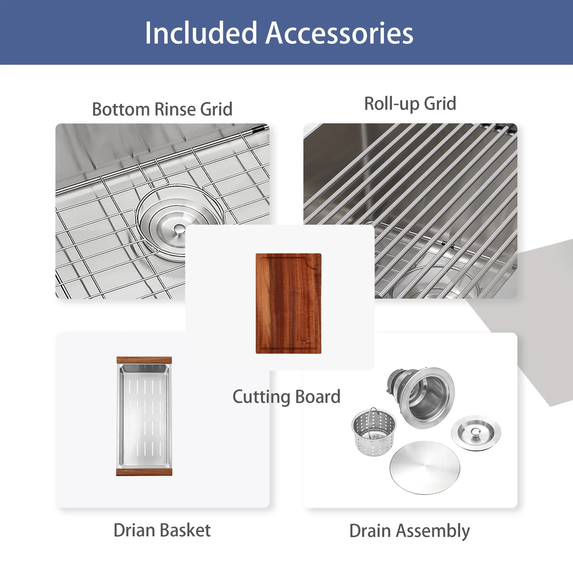 Topmount Stainless Steel Kitchen Sink With Workstation Ledge And Accessories - Image 7