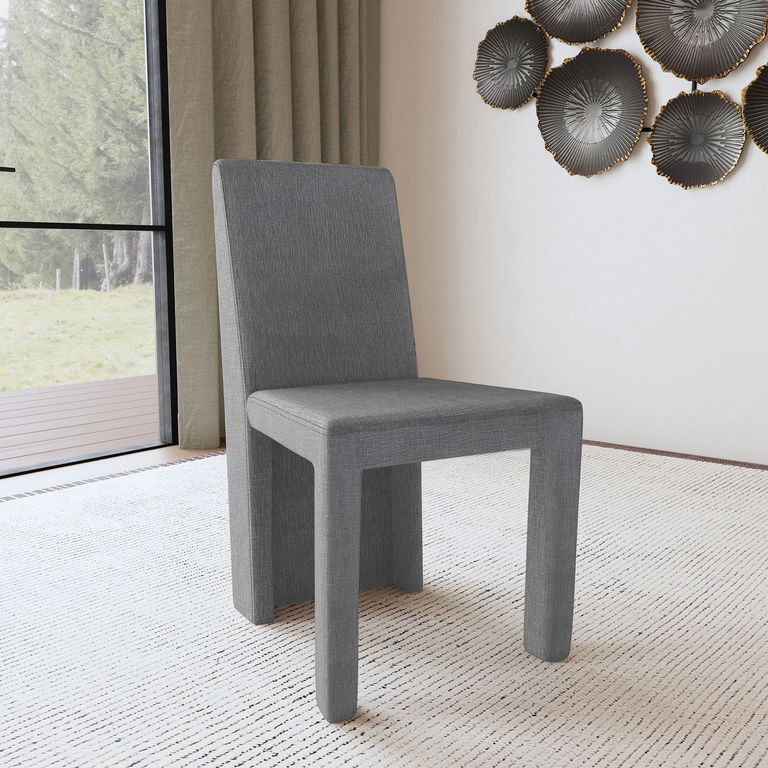 Tordera Velvet Upholstered Dining Side Chair Grey, Set of 2 - Image 4