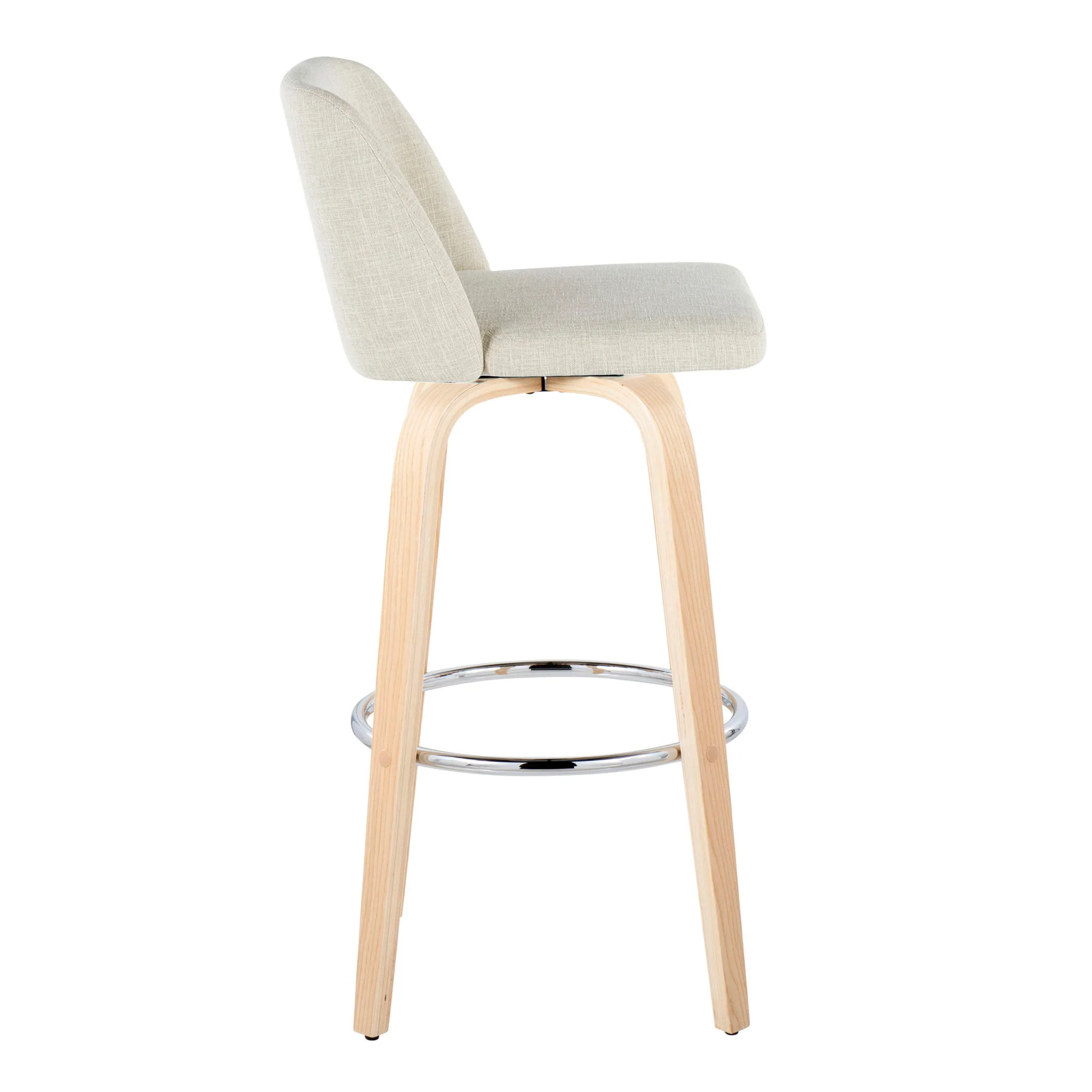 Toriano - Contemporary, Fixed Height Barstool Swivel & Round Footrest (Set of 2) - Image 5