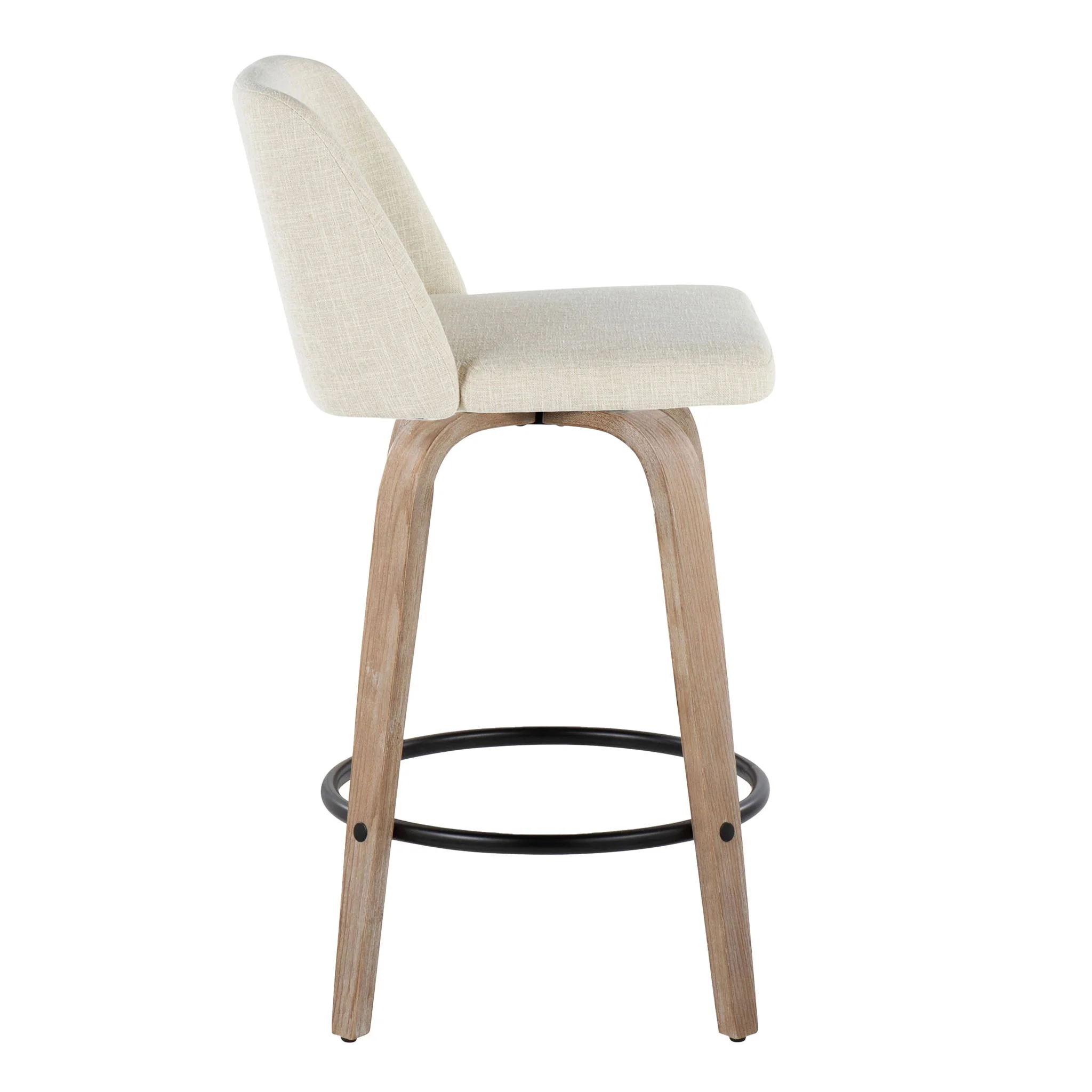 Toriano - Contemporary Fixed Height Counter Stool Swivel & Round Footrest (Set of 2) - Image 3