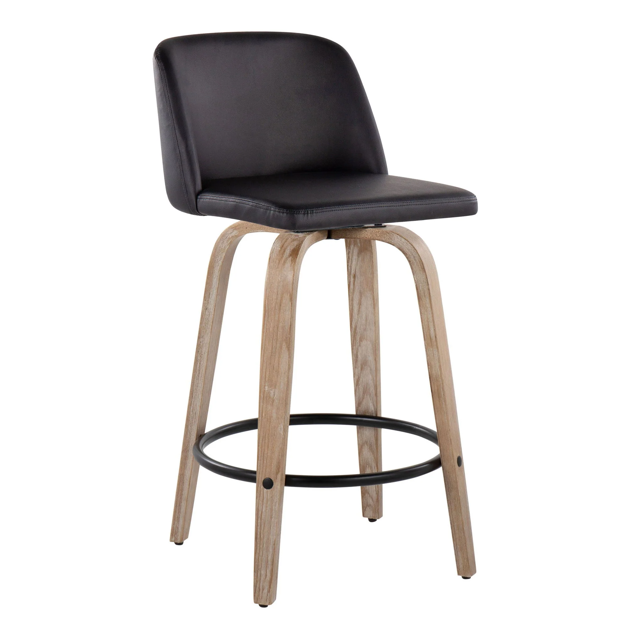 Toriano - Contemporary Fixed-Height Counter Stool & Swivel With Round Footrest (Set of 2) - Image 25