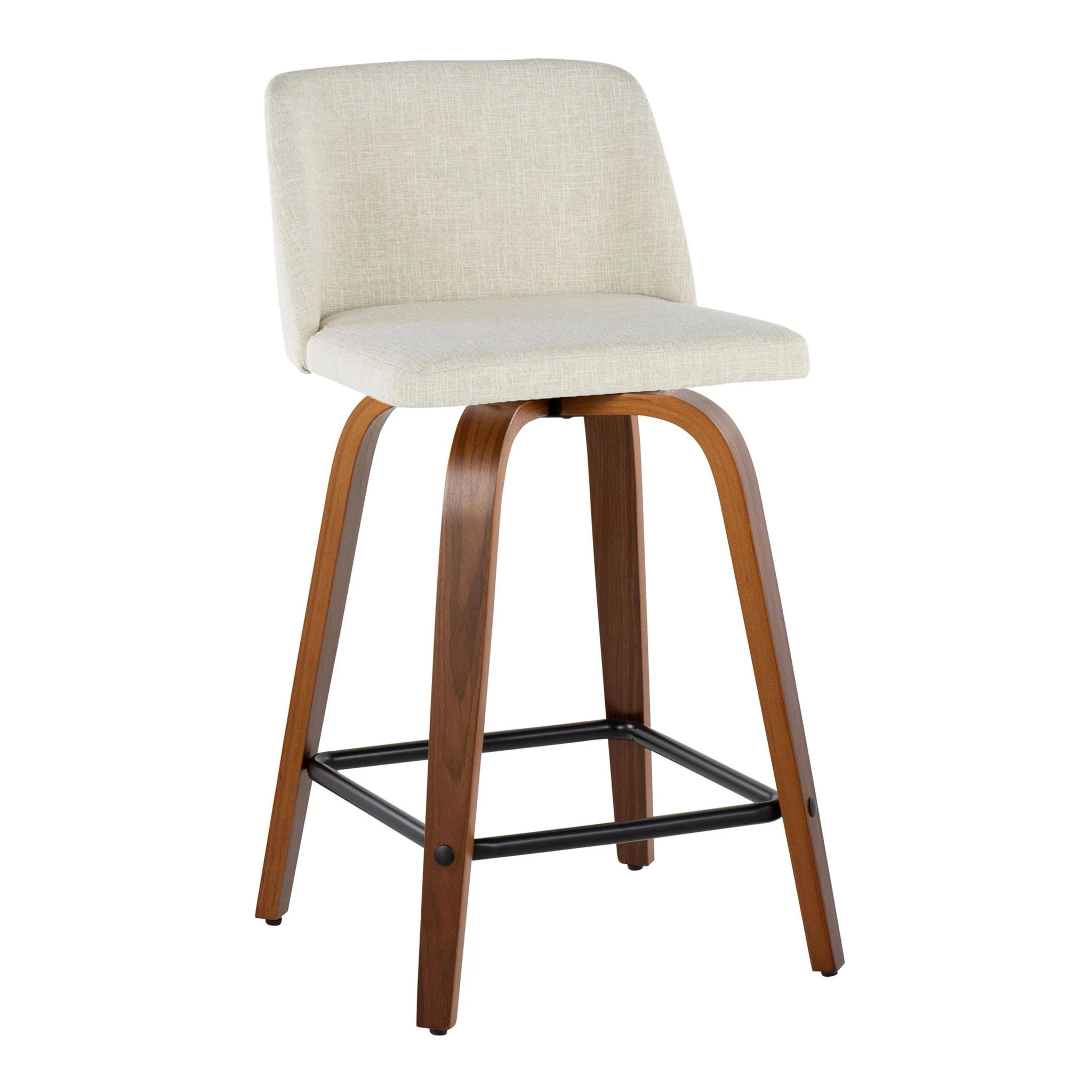 Toriano - Contemporary Fixed Height Counter Stool Swivel With Square Footrest (Set of 2) - Image 3
