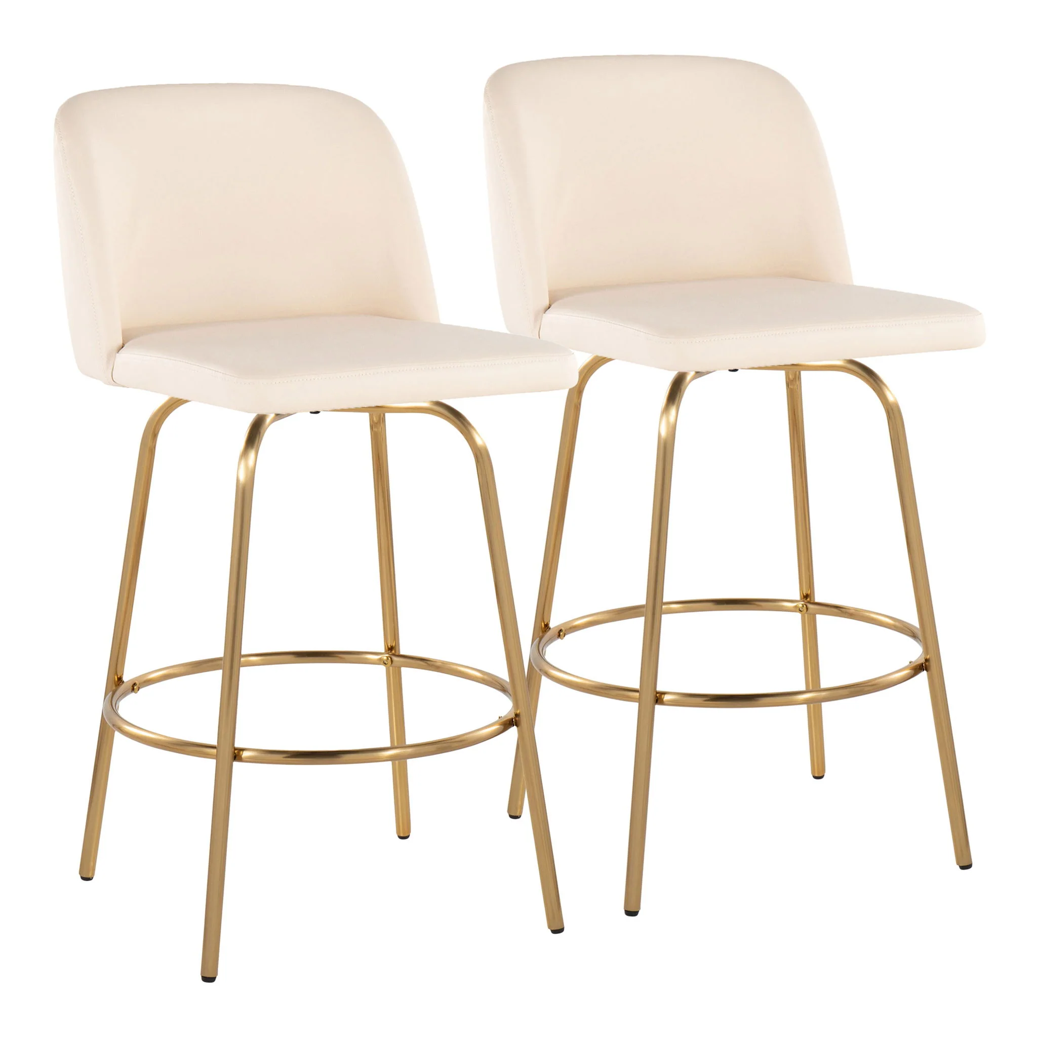 Toriano - Contemporary, Fixed Height Counter Stool With Swivel With Round Footrest (Set of 2) - Image 4