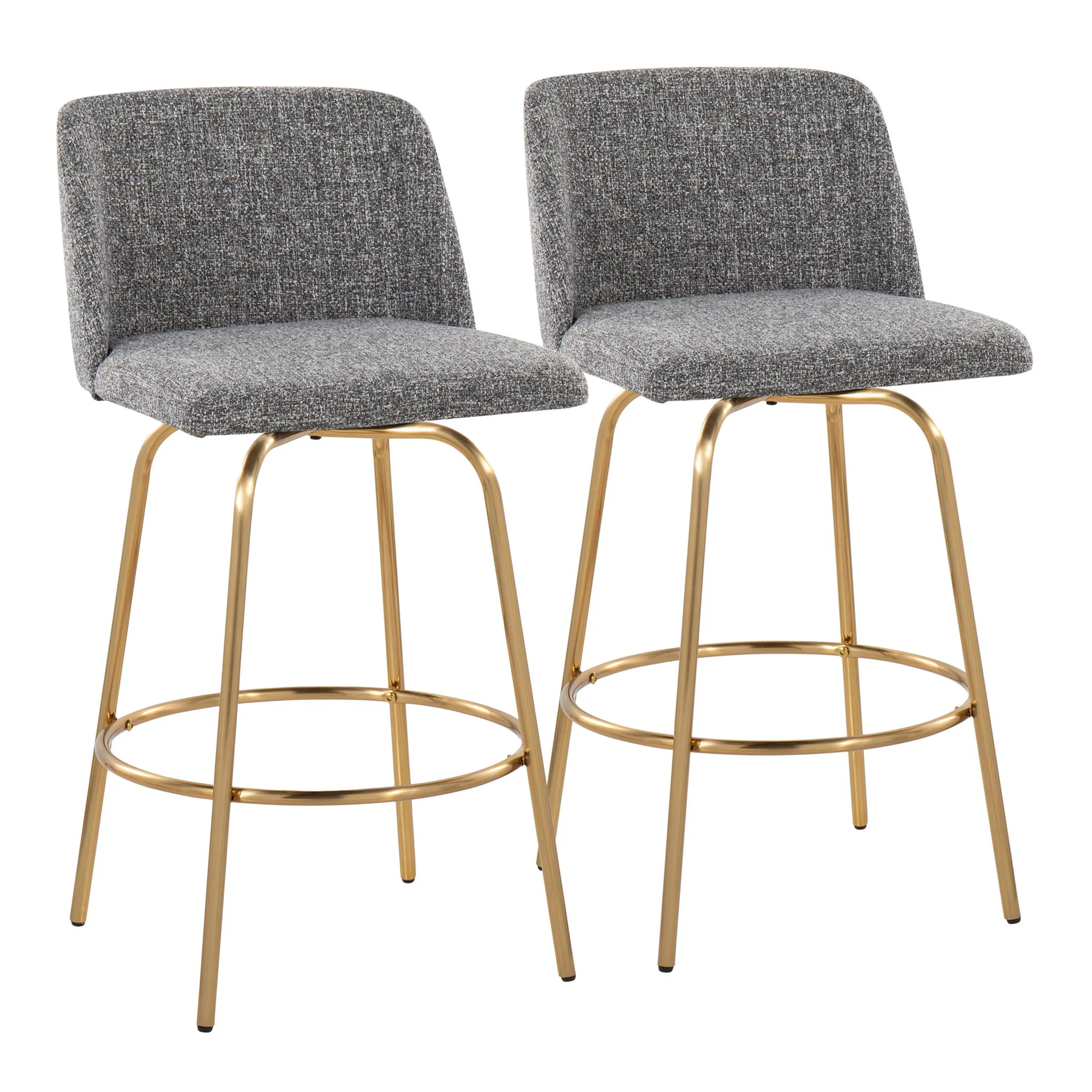 Toriano - Contemporary, Fixed Height Counter Stool With Swivel With Round Footrest (Set of 2) - Image 6