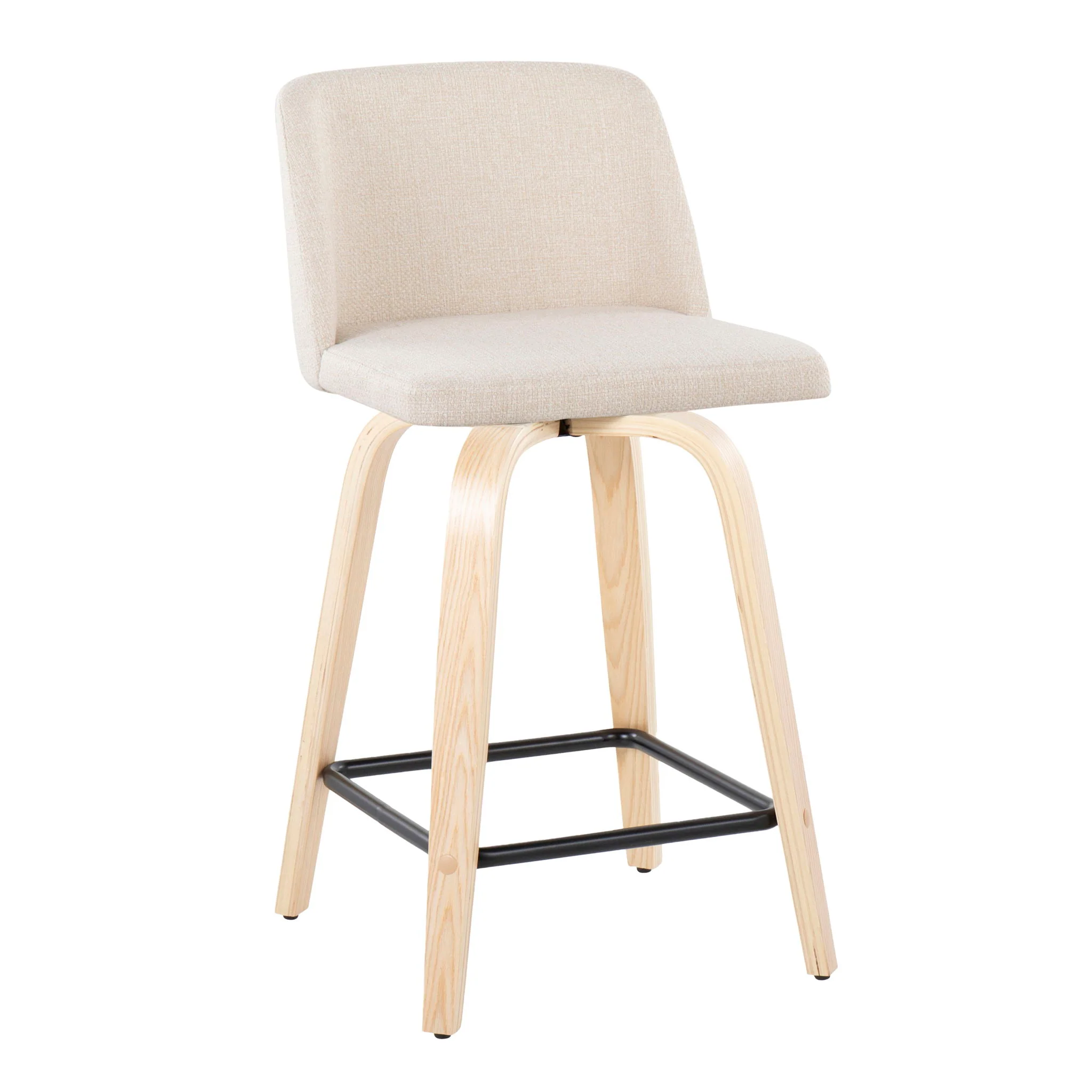 Toriano - Contemporary Modern Design Fixed Height Counter Stool With Swivel With Square Footrest (Set of 2) - Image 13