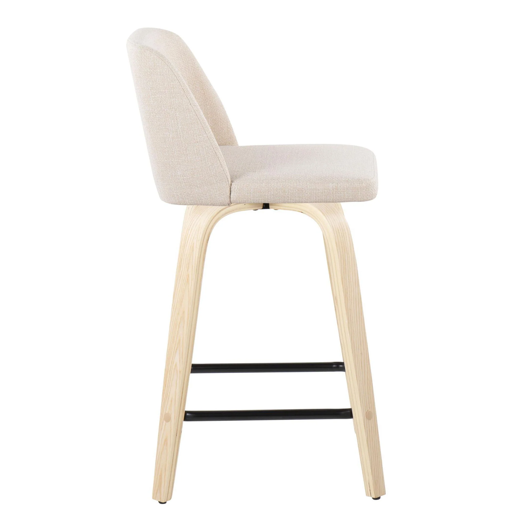 Toriano - Contemporary Modern Design Fixed Height Counter Stool With Swivel With Square Footrest (Set of 2) - Image 15