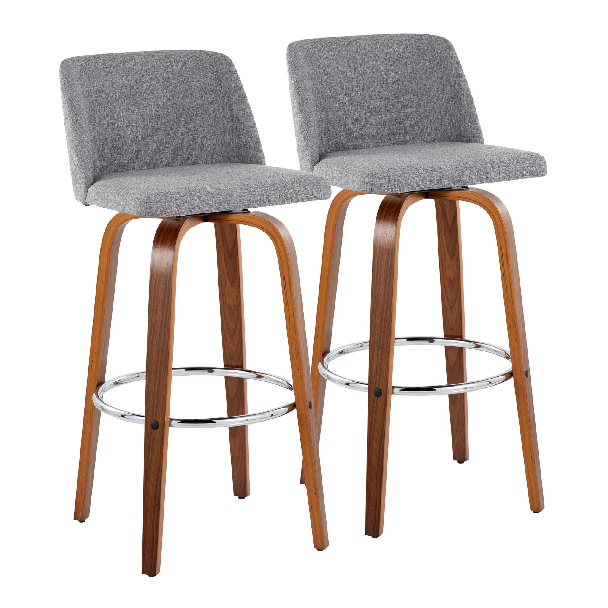 Toriano - Mid Century Modern Fixed Height, Barstool With Swivel With Round Footrest (Set of 2) - Image 3